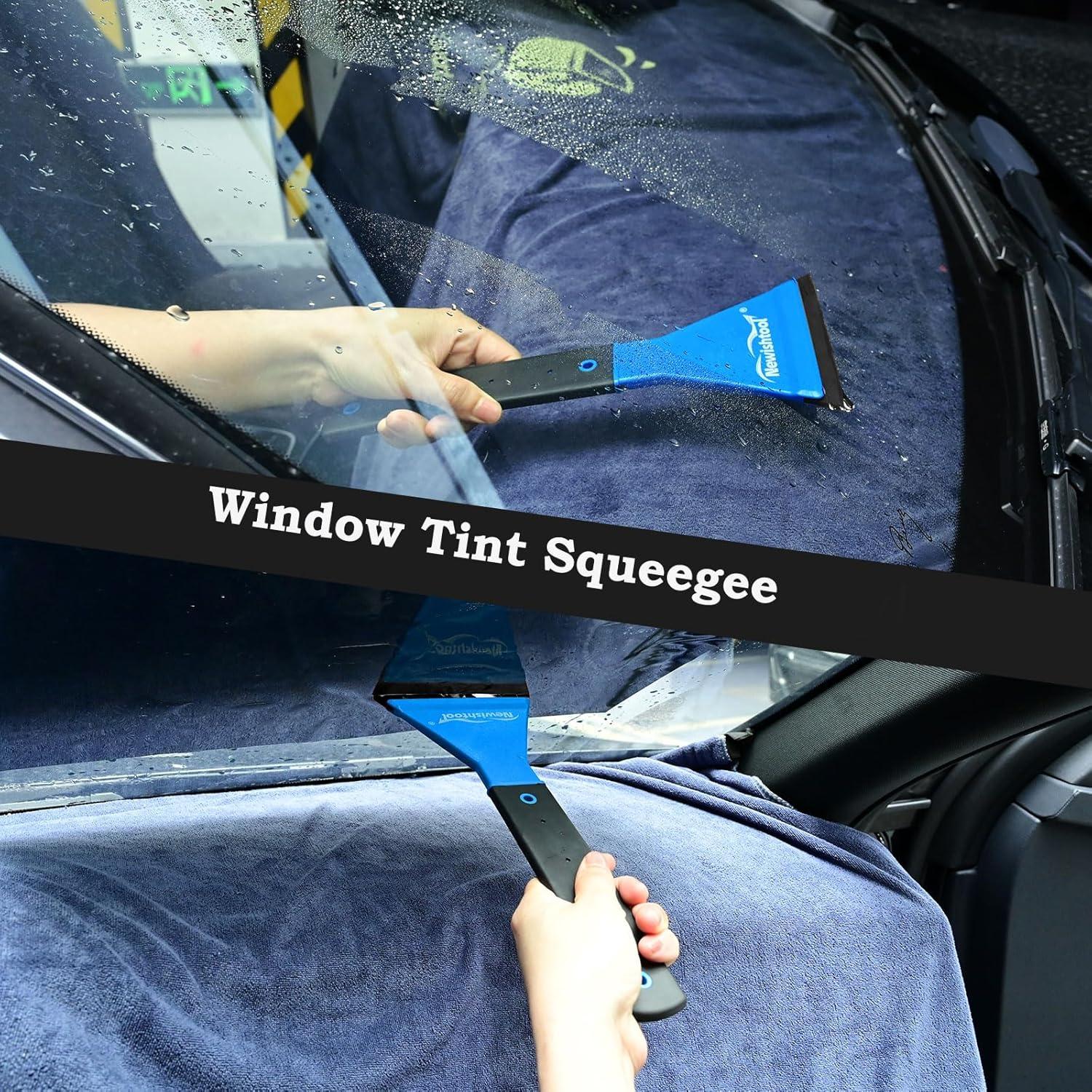 imageNEWISHTOOL 3 IN 1 Automotive Window Tint Squeegee Kit Includes Long Handle Squeegee Quarter Window Squeegee Small Rubber Wiper for Car Window Film Installing and Cleaning Vinyl Wrap PPF Application