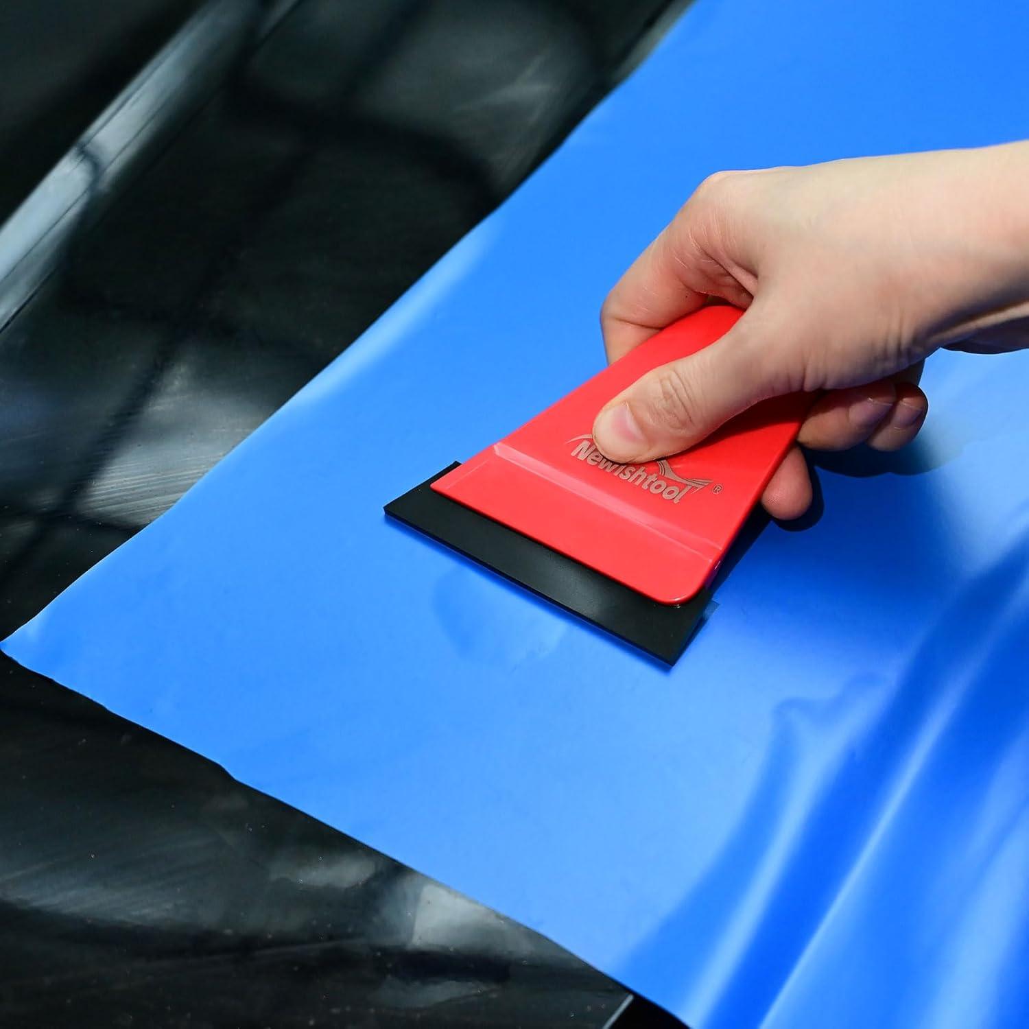 imageNEWISHTOOL 3 IN 1 Automotive Window Tint Squeegee Kit Includes Long Handle Squeegee Quarter Window Squeegee Small Rubber Wiper for Car Window Film Installing and Cleaning Vinyl Wrap PPF Application