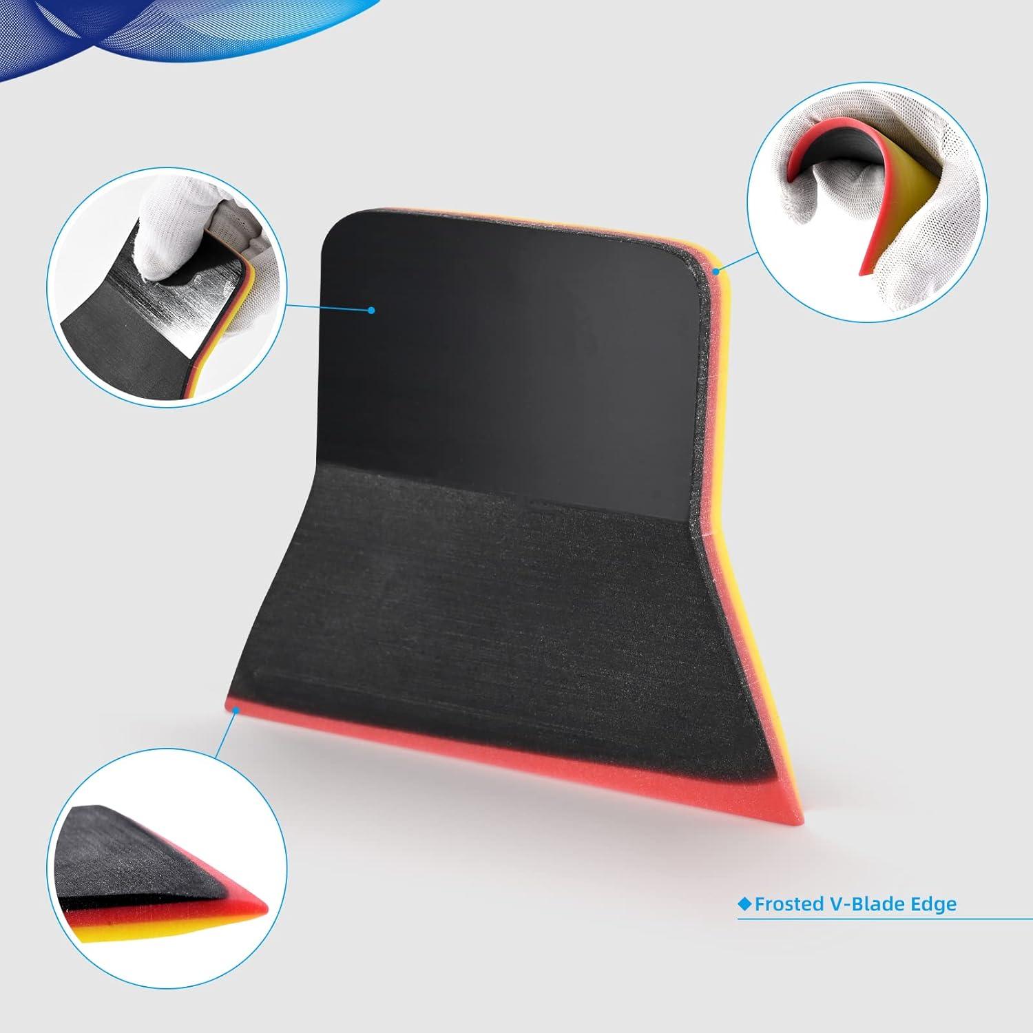 imageNEWISHTOOL 3 PCS PPF Squeegee Kit Small Squeegee for Vinyl TPU Rubber Scraper 80 Durometer BlackVinyl Squeegee for Window Glass Cleaning Car Paint Protection Film Installation Car Wrap PPF ToolsYellow