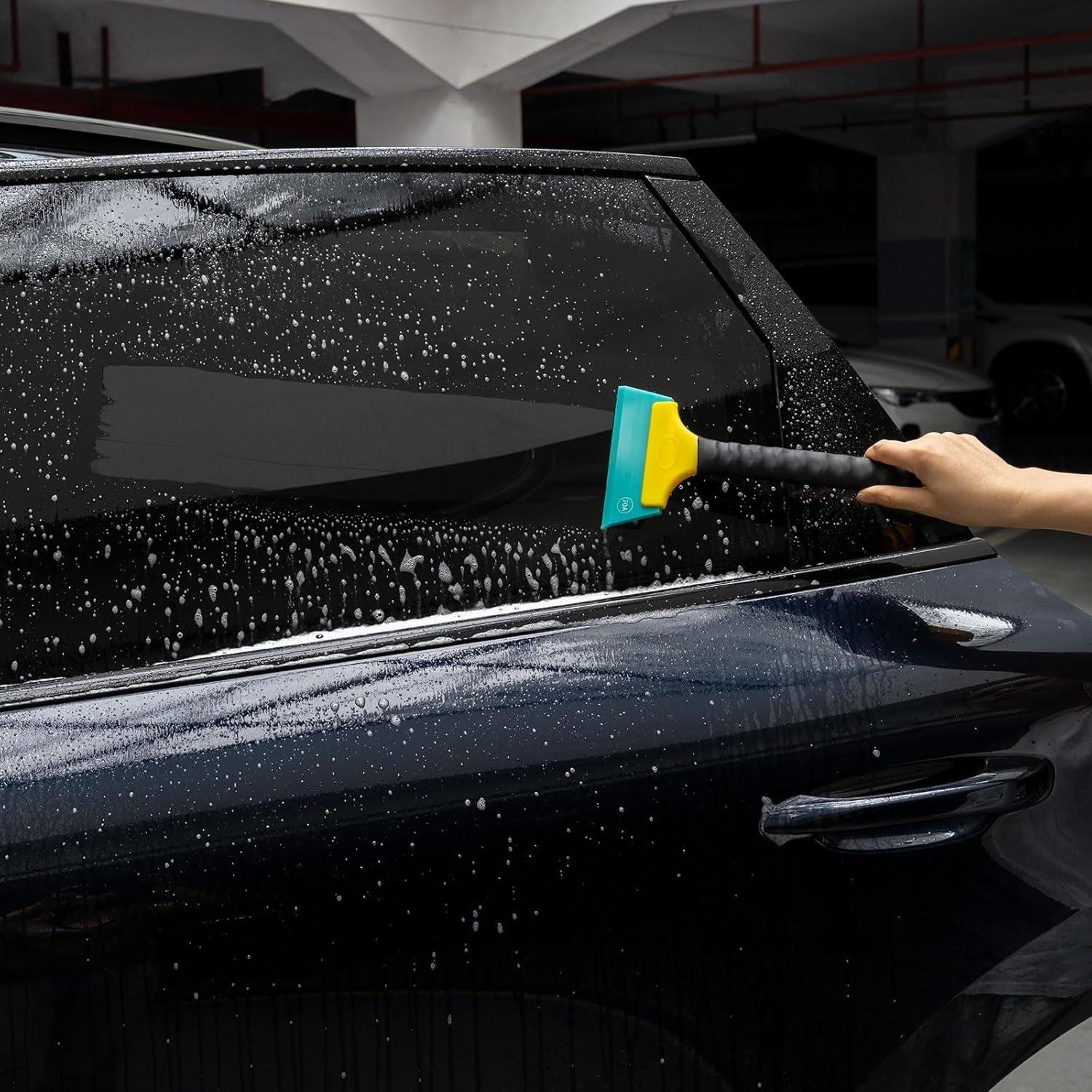 imageNEWISHTOOL 3 PCS TPU Rubber Squeegee with Different Hardness Blade All Purpose Window Cleaner Tool Snow Scraper Tool Car Squeegfee Vinyl Wrap Tool Window Tint Squeegee Water Remover