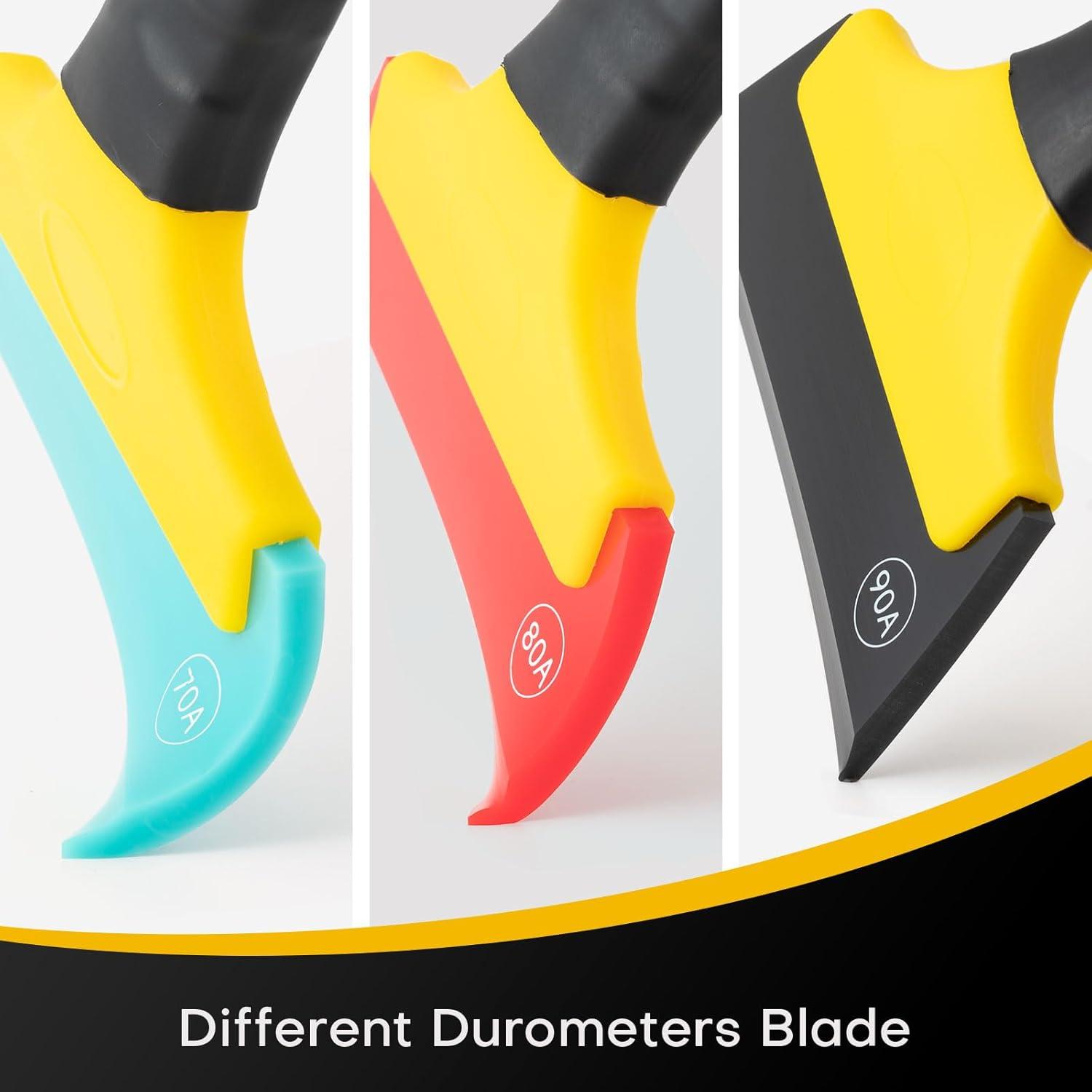 imageNEWISHTOOL 3 PCS TPU Rubber Squeegee with Different Hardness Blade All Purpose Window Cleaner Tool Snow Scraper Tool Car Squeegfee Vinyl Wrap Tool Window Tint Squeegee Water Remover