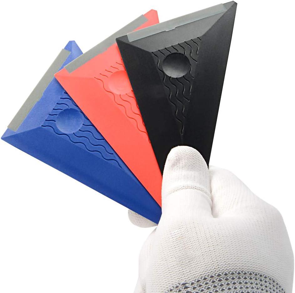 imageNEWISHTOOL 3 PCS Window Tint Triangle Squeegee with Silicone Edge Different Hardness Corner Squeegee for Car Vinyl Wrap PPF Installation Multi Edge Contour Scraper Tint Tools