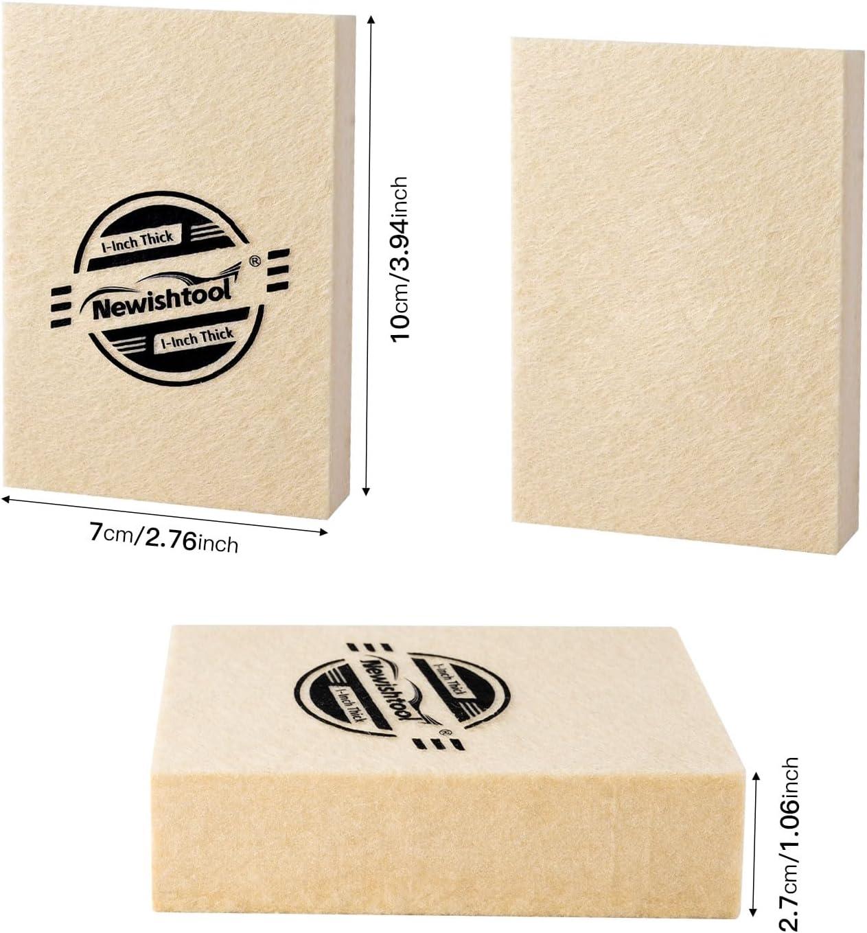 imageNEWISHTOOL 3 PCS Wool Felt Squeegee Window Tint Tools 1 Inch Thick Scratch Free Soft Woolen Squeegee for Vinyl Wrap Glass Tint Film Car Wrapping PPF Installation HalfMoon ShapedRectangular Shaped