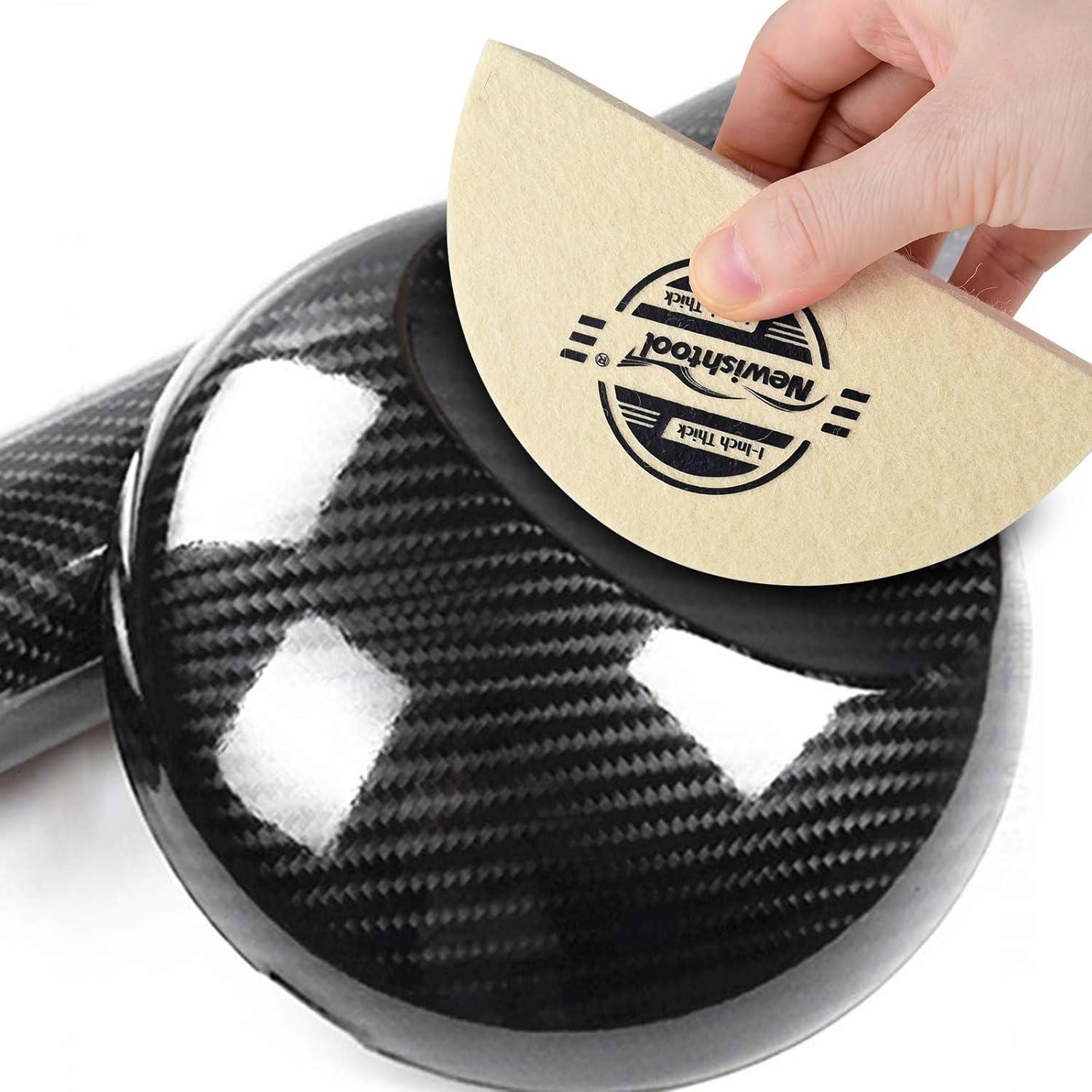 imageNEWISHTOOL 3 PCS Wool Felt Squeegee Window Tint Tools 1 Inch Thick Scratch Free Soft Woolen Squeegee for Vinyl Wrap Glass Tint Film Car Wrapping PPF Installation HalfMoon ShapedHalfMoon Shaped