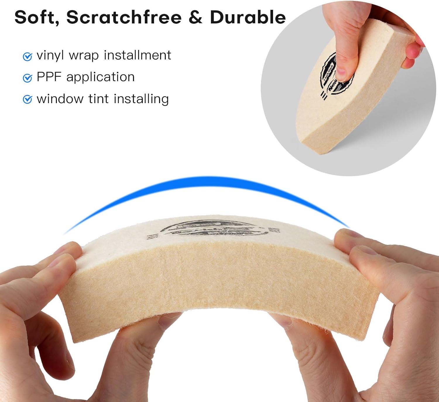 imageNEWISHTOOL 3 PCS Wool Felt Squeegee Window Tint Tools 1 Inch Thick Scratch Free Soft Woolen Squeegee for Vinyl Wrap Glass Tint Film Car Wrapping PPF Installation HalfMoon ShapedHalfMoon Shaped