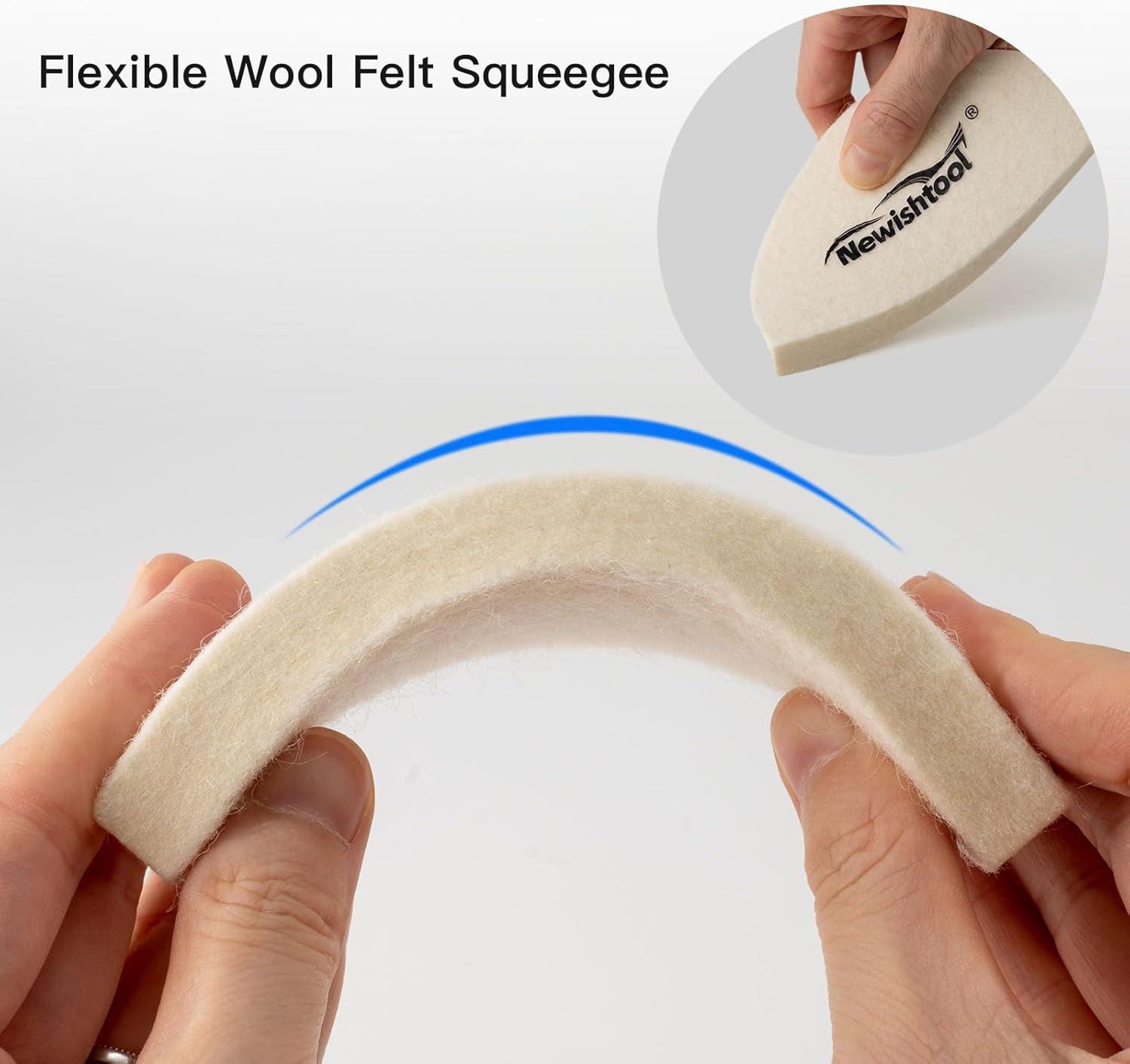 imageNEWISHTOOL 3 PCS Wool Felt Squeegee Window Tint Tools Scratch Free Soft Woolen Squeegee for Vinyl Wrap Glass Tint Film Car Wrapping PPF Installation