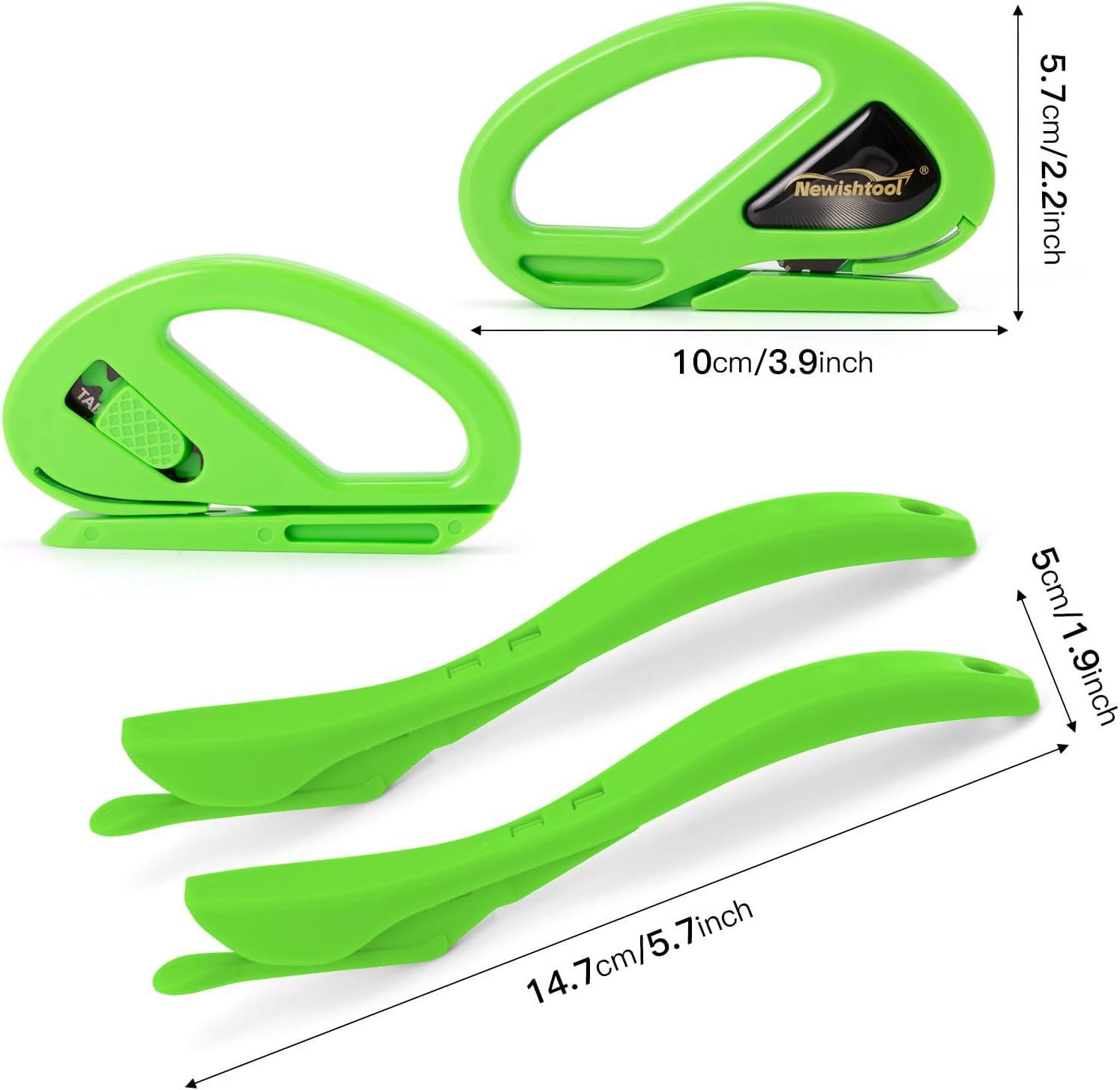 imageNEWISHTOOL 4 Pack Blue Wrap Cutter Wrapping Paper Cutter Safety Knife for Cutting Wrap Papers Craft Paper 2 Types Sliding Cut Tool Paper Slitter KnifeGreen