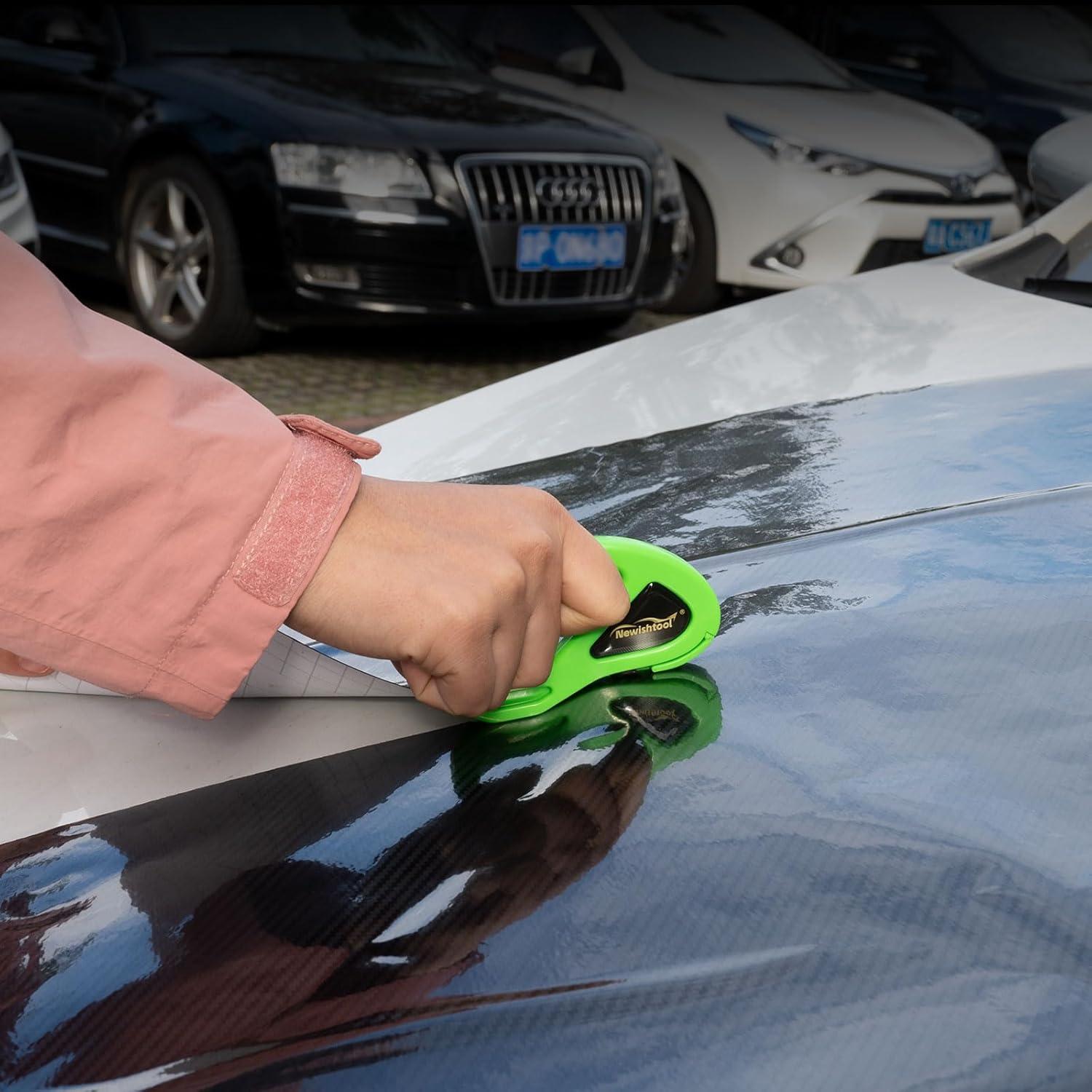 imageNEWISHTOOL 4 Pack Blue Wrap Cutter Wrapping Paper Cutter Safety Knife for Cutting Wrap Papers Craft Paper 2 Types Sliding Cut Tool Paper Slitter KnifeGreen2 Pcs