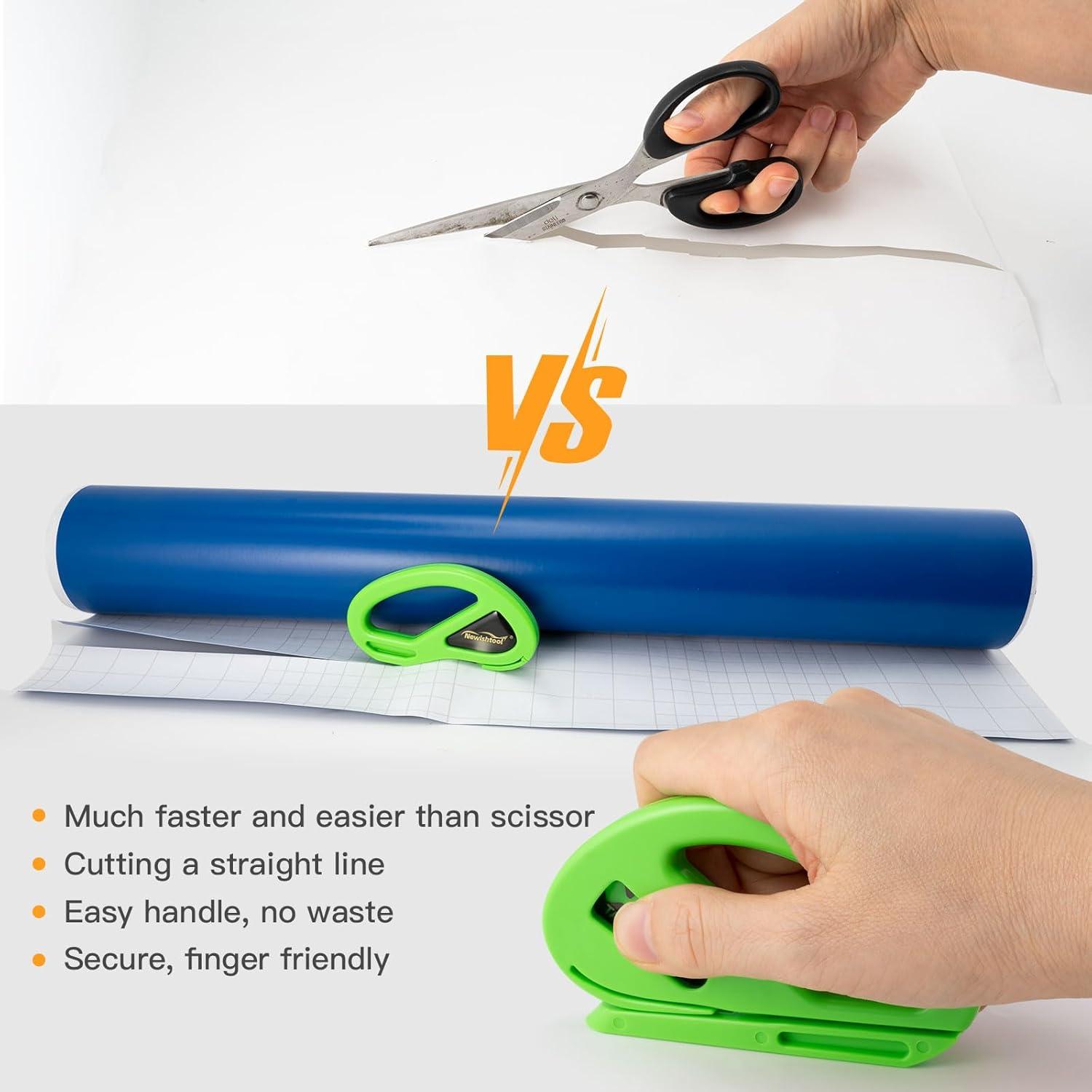 imageNEWISHTOOL 4 Pack Blue Wrap Cutter Wrapping Paper Cutter Safety Knife for Cutting Wrap Papers Craft Paper 2 Types Sliding Cut Tool Paper Slitter KnifeGreen