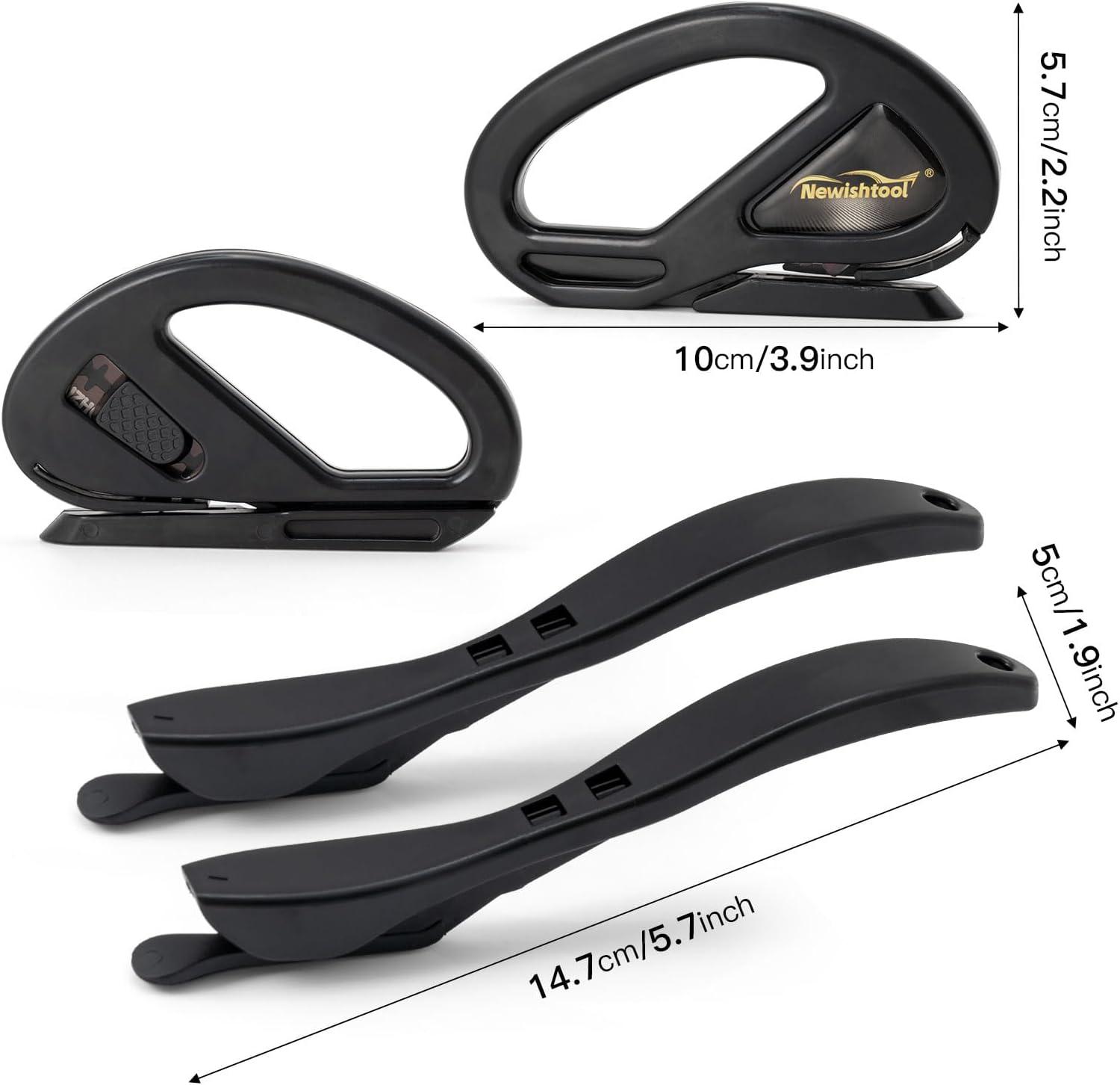 imageNEWISHTOOL 4 Pack Blue Wrap Cutter Wrapping Paper Cutter Safety Knife for Cutting Wrap Papers Craft Paper 2 Types Sliding Cut Tool Paper Slitter KnifeBlack