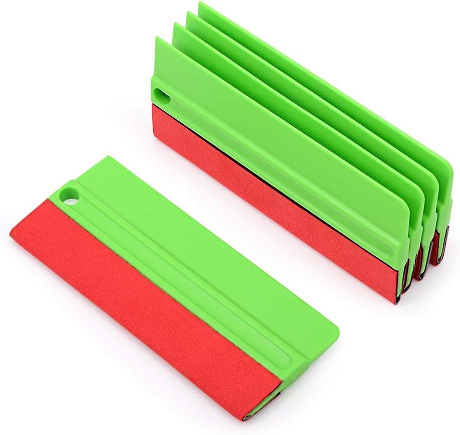 imageNEWISHTOOL 5 Inch Big Buffer Felt Squeegee for Vinyl Sensitive Materials Tinting Film Wrap Application Wallpaper Smoothing Sticker Decals Installation 5 PCS ScratchFree Soft Plastic Card Scraper Tool