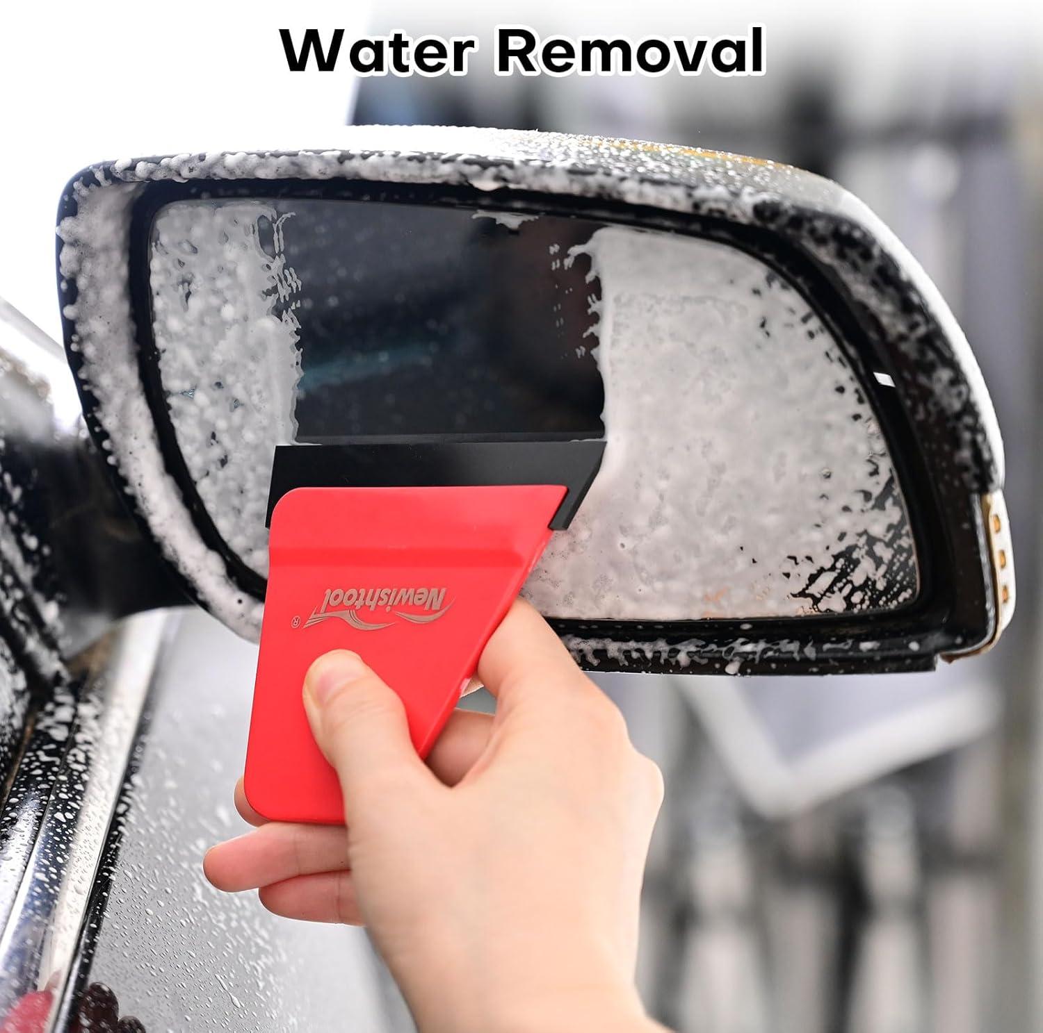 imageNEWISHTOOL 5 PCS Small Squeegee for Vinyl Window Tint Squeegee Mini Handy Scraper Tool for Window Mirror Water Removal Angled Bevel Edge Silicone Blade Side Wiper Swiper for Glass Tint Film Install