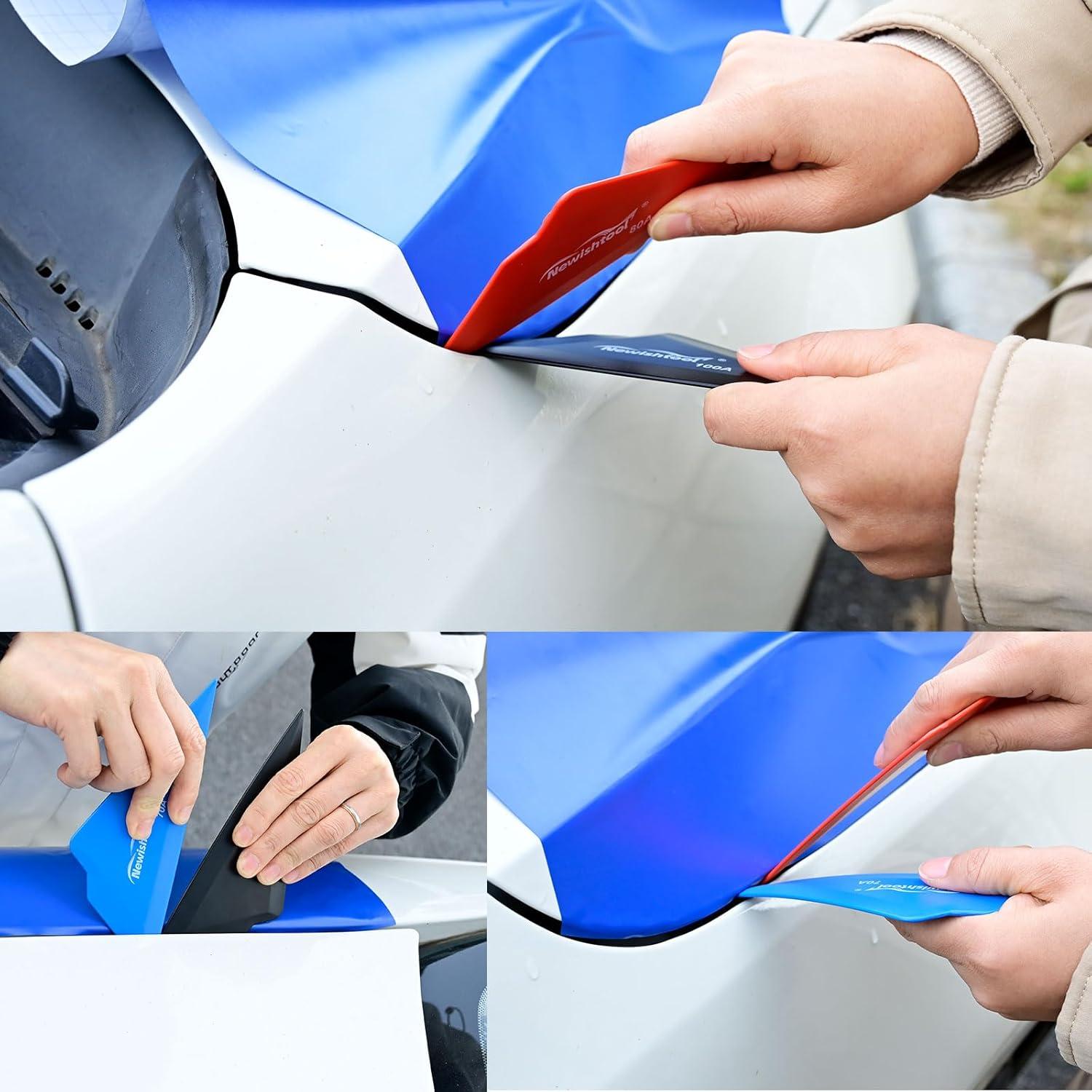 imageNEWISHTOOL 5Pack Window Tint Tools Triangle Squeegee 100A Hardness Black Corner Tool With MultiEdge for PPF Car Wrapping Film ApplicationBlue70a
