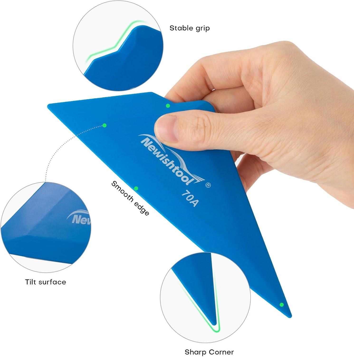 imageNEWISHTOOL 5Pack Window Tint Tools Triangle Squeegee 100A Hardness Black Corner Tool With MultiEdge for PPF Car Wrapping Film ApplicationBlue70a