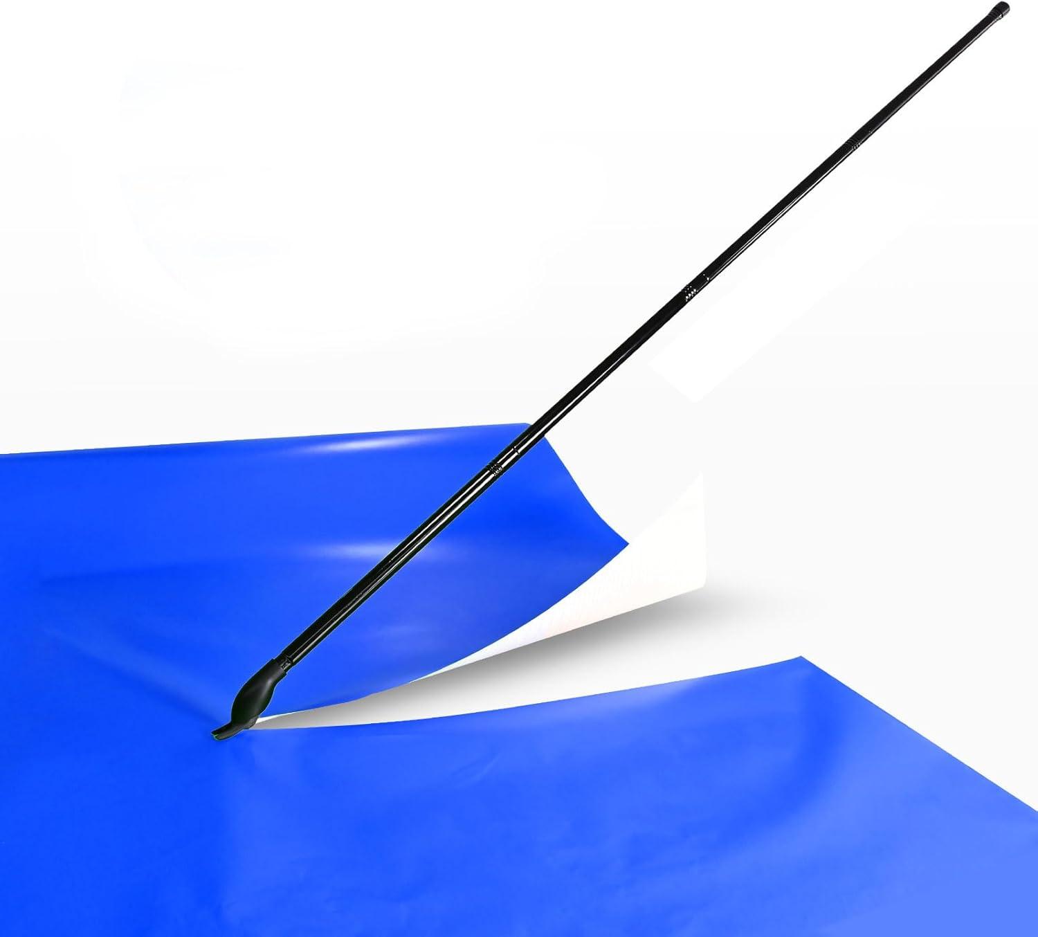 imageNEWISHTOOL 63 INCH Long Reach Vinyl Cutter with Straight Cutting Guide 4 Sections Adjustable Handle Poles 10 PCS Thick Razor Blades and a Spare Head Knife for Thin Materials Paper Film Banner Cuts