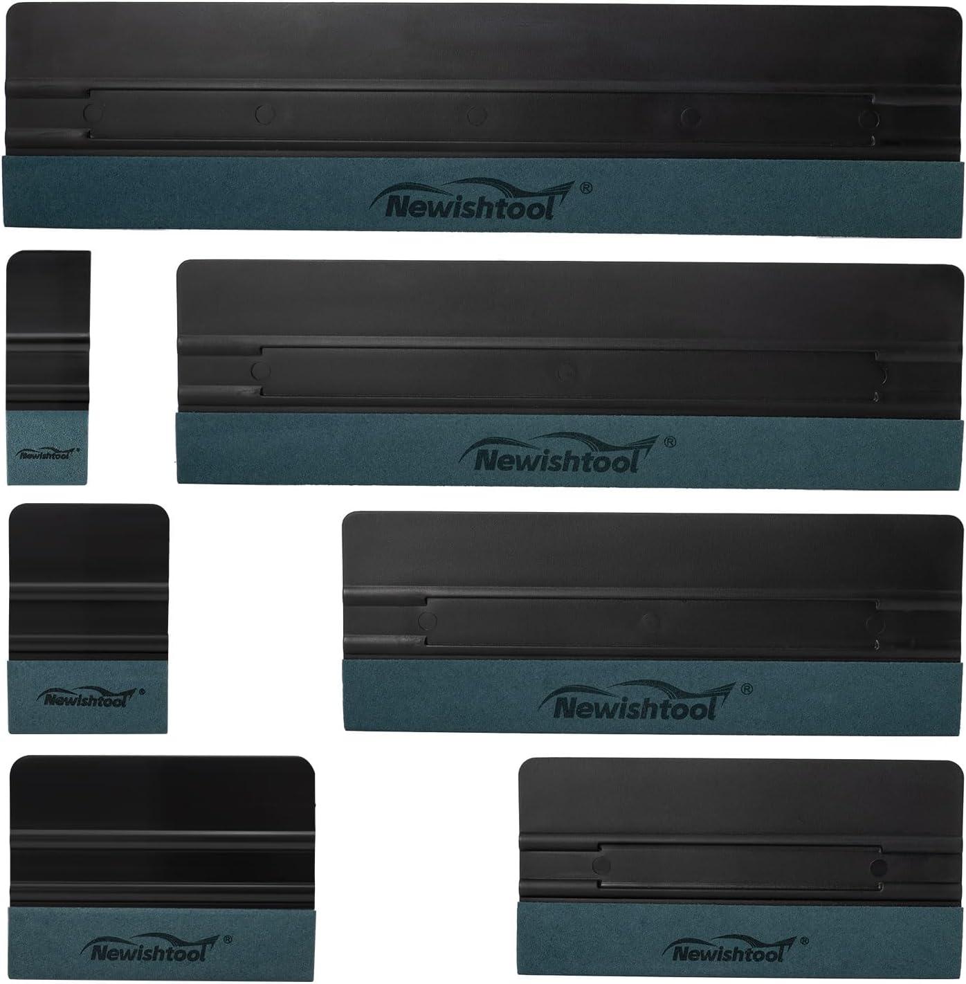 imageNEWISHTOOL 7 In 1 Vinyl Squeegee Tool Different Sizes Plastic Scraper Cards with Micro Fiber Suede Felt Edge Felt Squeegee Set for Wallpaper Smoothing Car Wrapping Window Tinting and PPF Installing7 Pcsblack
