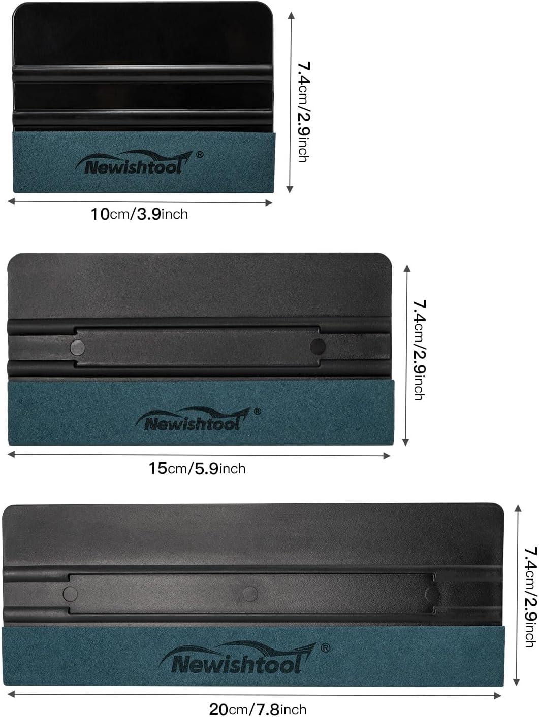 imageNEWISHTOOL 7 In 1 Vinyl Squeegee Tool Different Sizes Plastic Scraper Cards with Micro Fiber Suede Felt Edge Felt Squeegee Set for Wallpaper Smoothing Car Wrapping Window Tinting and PPF Installing3 Pcsblack