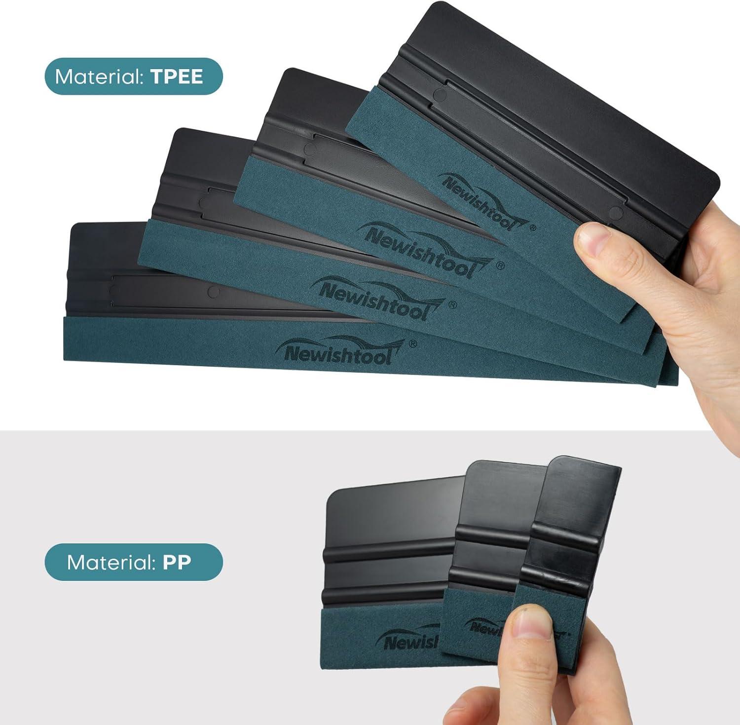imageNEWISHTOOL 7 In 1 Vinyl Squeegee Tool Different Sizes Plastic Scraper Cards with Micro Fiber Suede Felt Edge Felt Squeegee Set for Wallpaper Smoothing Car Wrapping Window Tinting and PPF Installing7 Pcsblack
