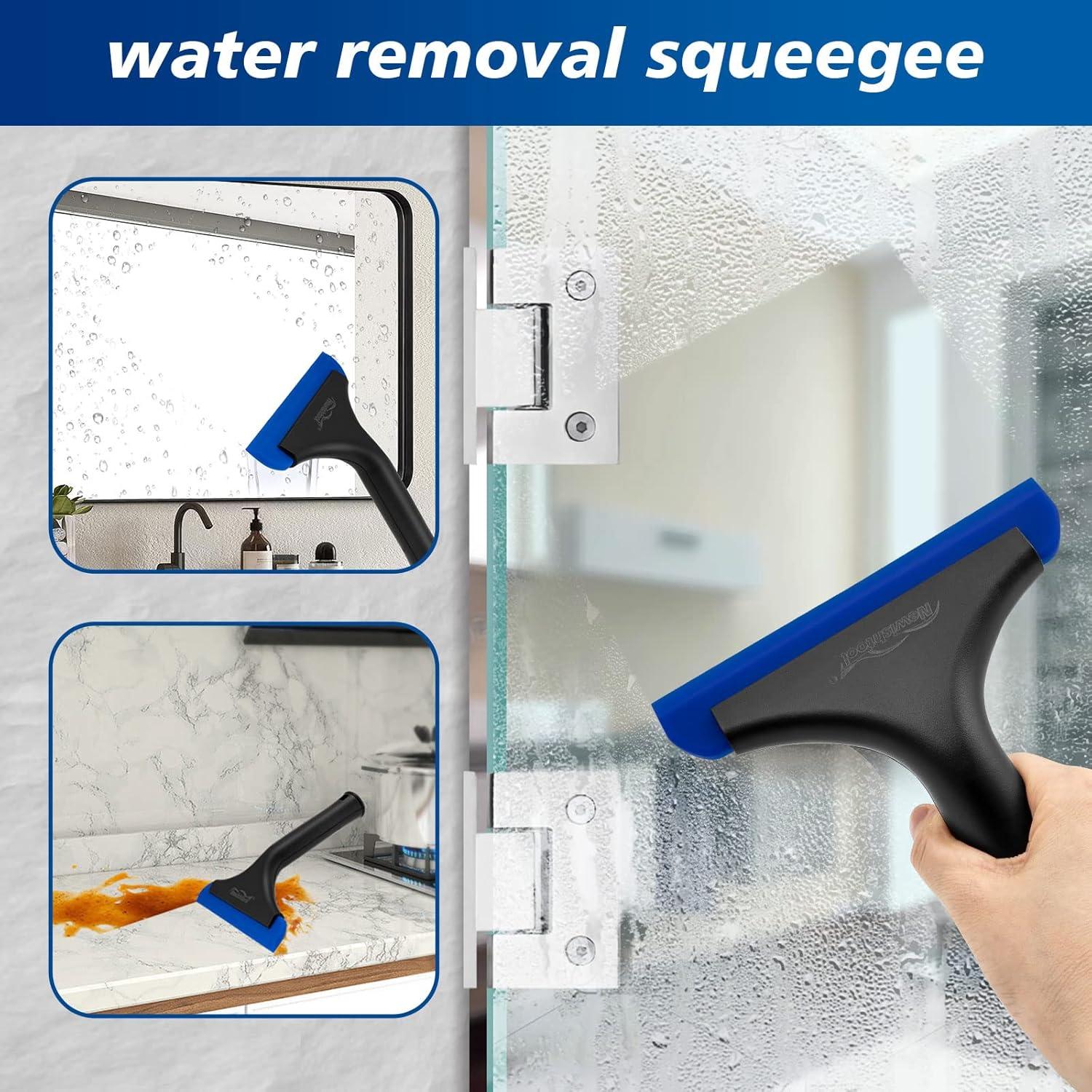 imageNEWISHTOOL AllPurpose Small Silicone Squeegee for Car ampamp Home Cleaning 3 Pack Window Tint Scraper for Car Windshield Shower Bathroom Glass Door WashingBlackblue