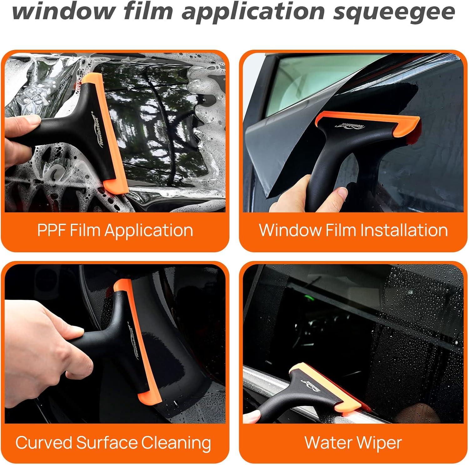 imageNEWISHTOOL AllPurpose Small Silicone Squeegee for Car ampamp Home Cleaning 3 Pack Window Tint Scraper for Car Windshield Shower Bathroom Glass Door WashingBlackorange