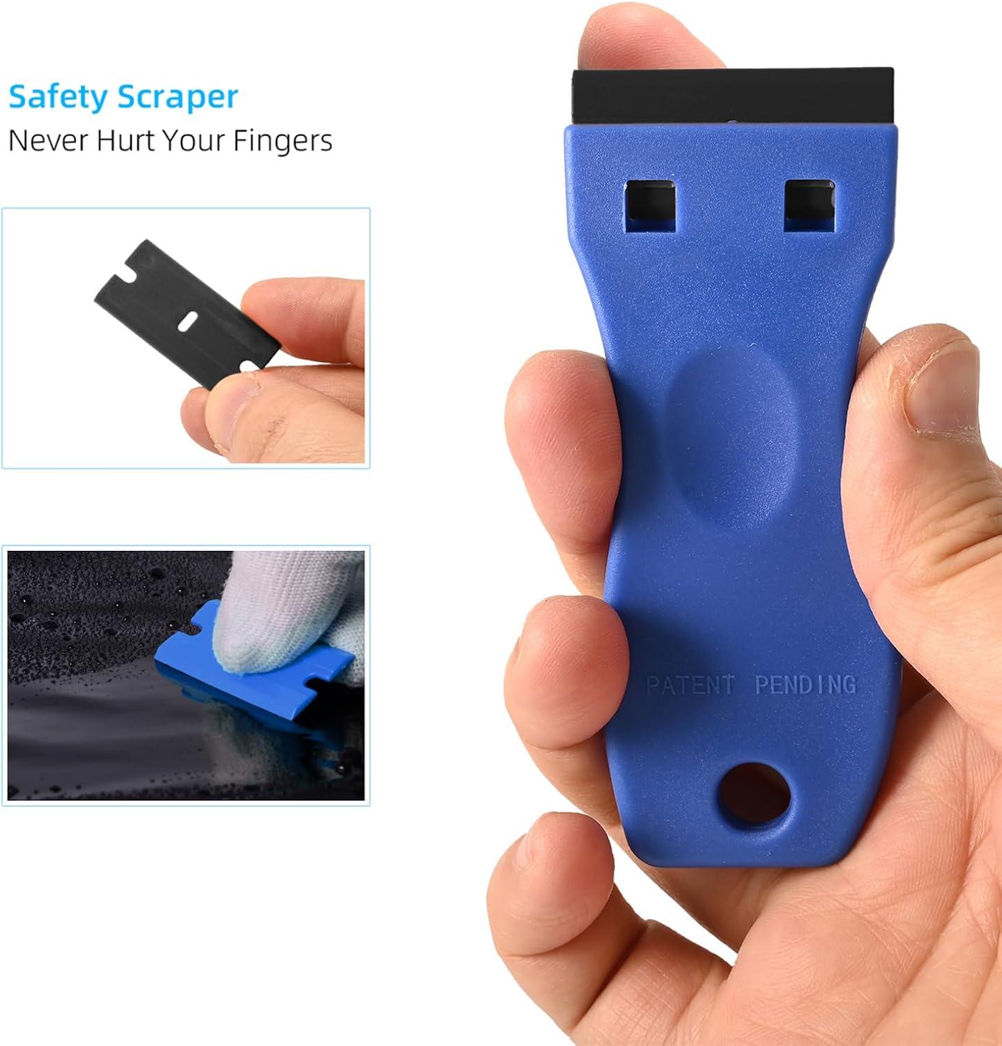 imageNEWISHTOOL Black Plastic Razor Blades 300 PCS Double Edged Replacement for Scraper and Safety Glass Use  15 Inch for Removing Label Decal ampamp AdhesiveOrangeblackblue