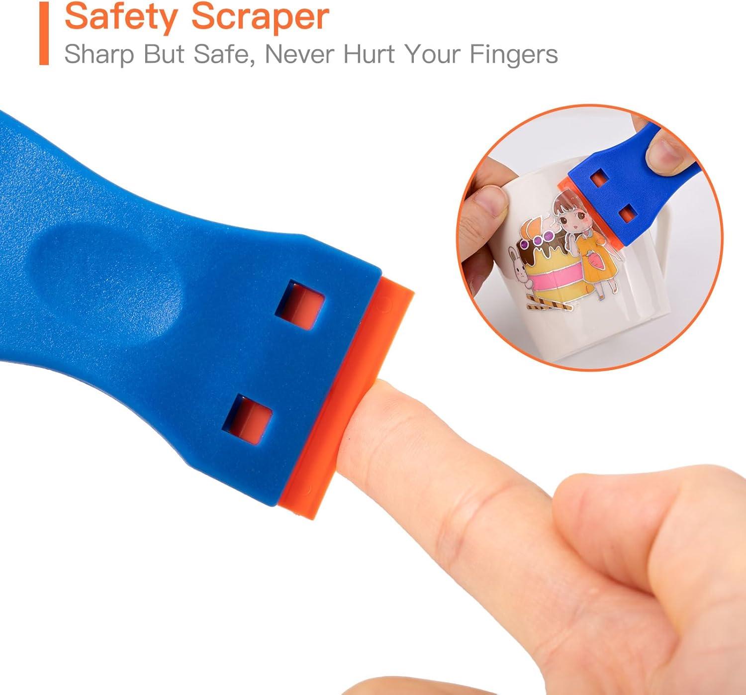 imageNEWISHTOOL Black Plastic Razor Blades 300 PCS Double Edged Replacement for Scraper and Safety Glass Use  15 Inch for Removing Label Decal ampamp AdhesiveOrange