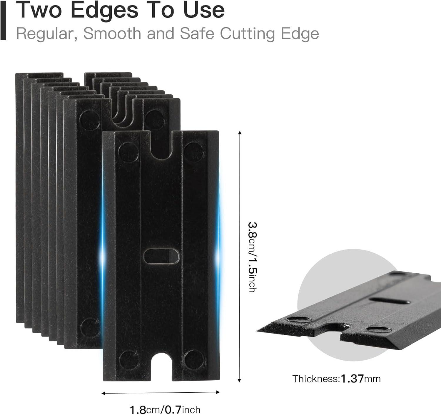 imageNEWISHTOOL Black Plastic Razor Blades 300 PCS Double Edged Replacement for Scraper and Safety Glass Use  15 Inch for Removing Label Decal ampamp AdhesiveBlack