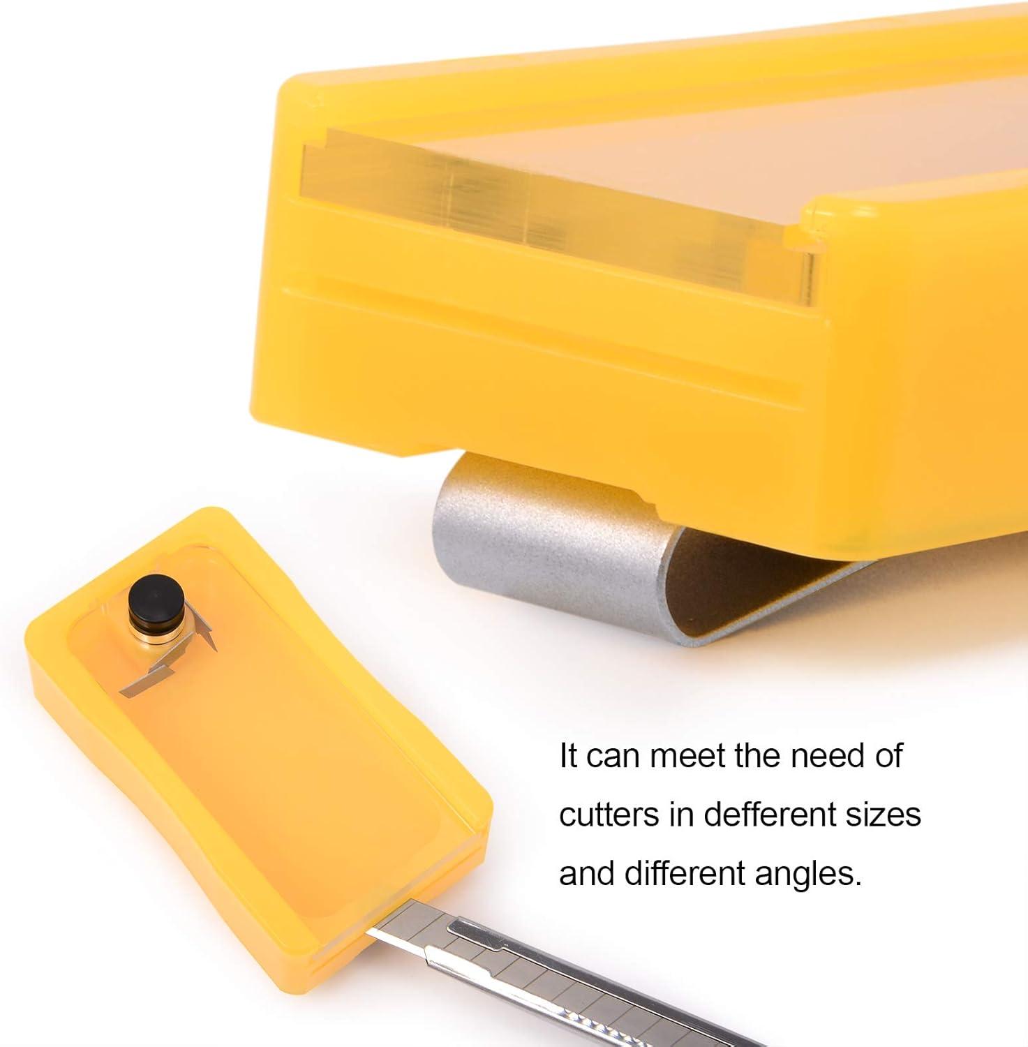 imageNEWISHTOOL Blade Disposal Container Storage Box Safety to Dispose of Most 9mm 18mm Snap Off Utility Knife Blades Portable Plastic Blades Breaker Bank with Magnet and ClipPlastic