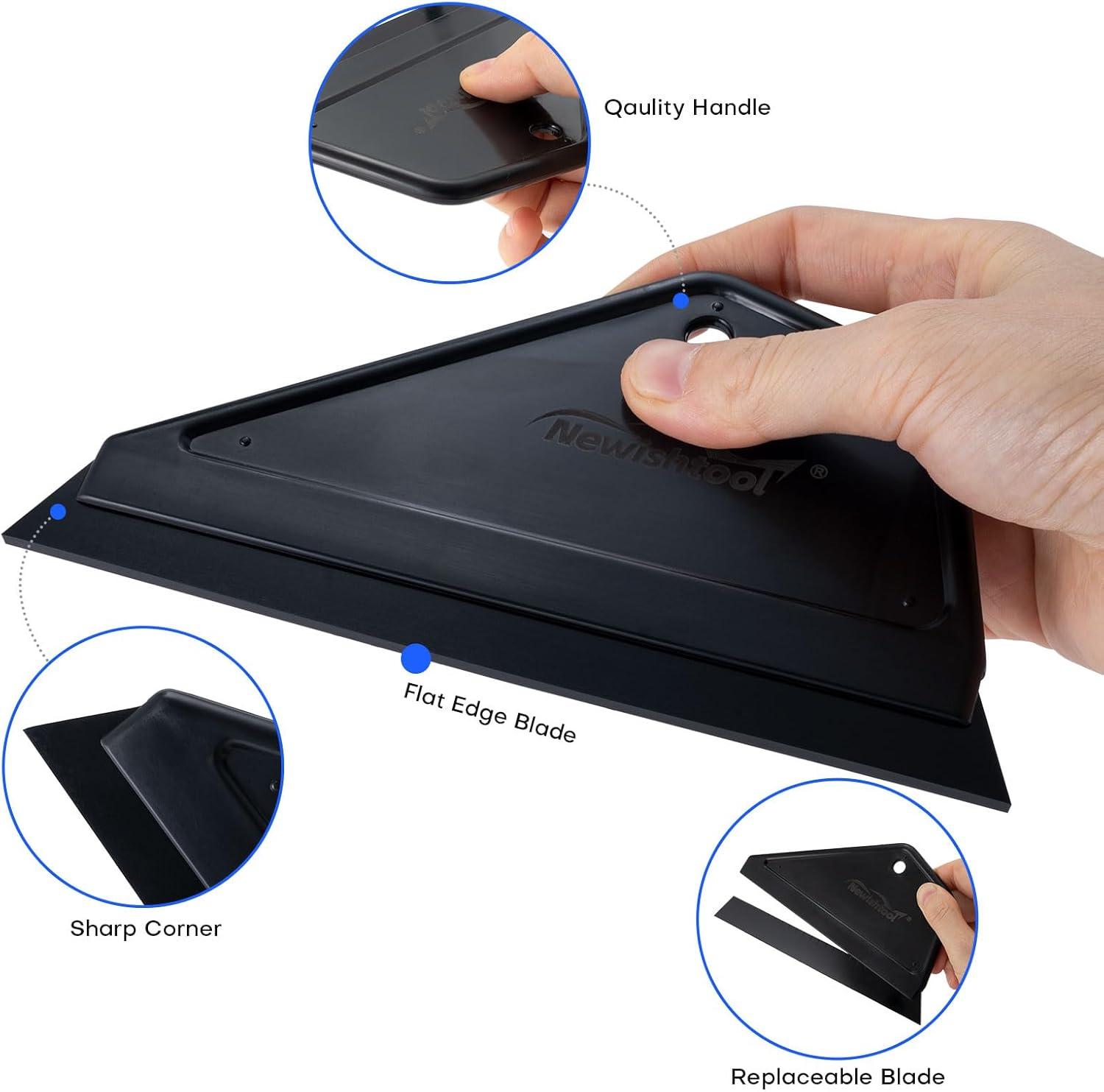 imageNEWISHTOOL Bulldozer Squeegee Kit Tint Tools Long Handle Rubber Squeegee for FrontBack Rear Window Film Application Pack of 3 Different Durometer Blade Replaceable Auto Flat Glass Tint Squeegee4 IN 1 Squeegee Set