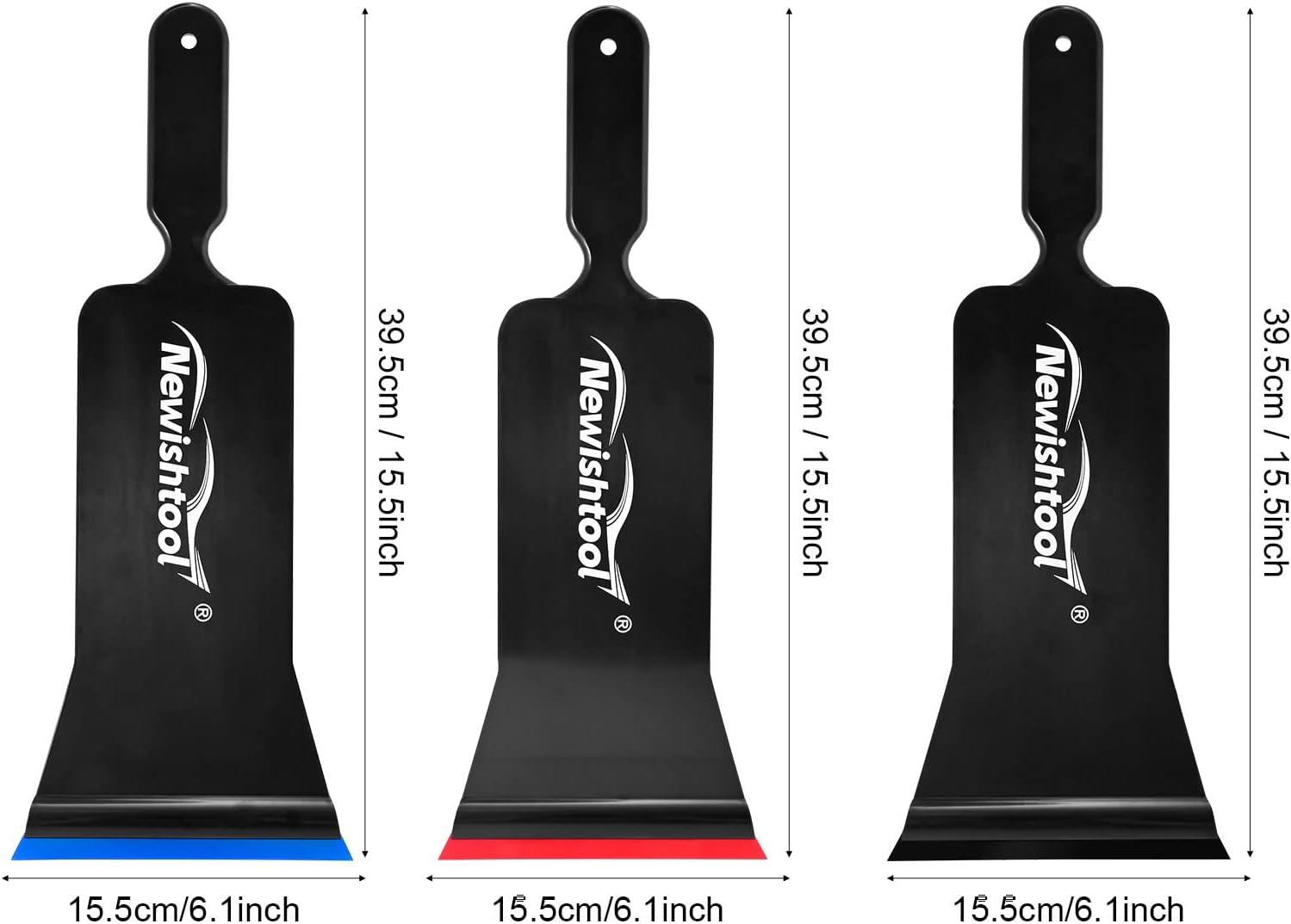 imageNEWISHTOOL Bulldozer Squeegee Kit Tint Tools Long Handle Rubber Squeegee for FrontBack Rear Window Film Application Pack of 3 Different Durometer Blade Replaceable Auto Flat Glass Tint Squeegee3 pcs Squeegee