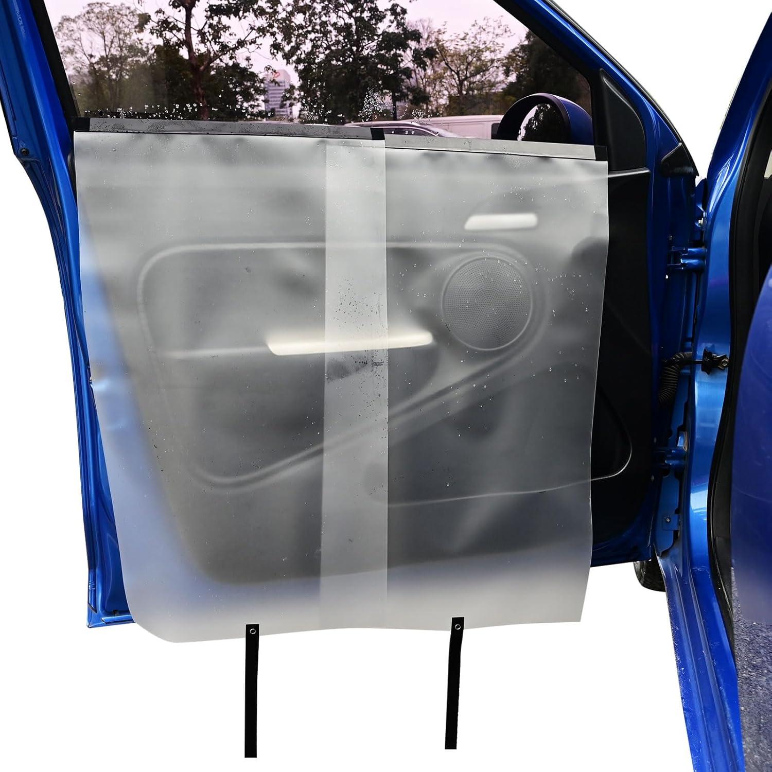 imageNEWISHTOOL Car Door Panel Cover 2 Packs Waterproof Guard Protection for Window Film Tint Application Reusable PET Water Shield Sheets BlackBlack