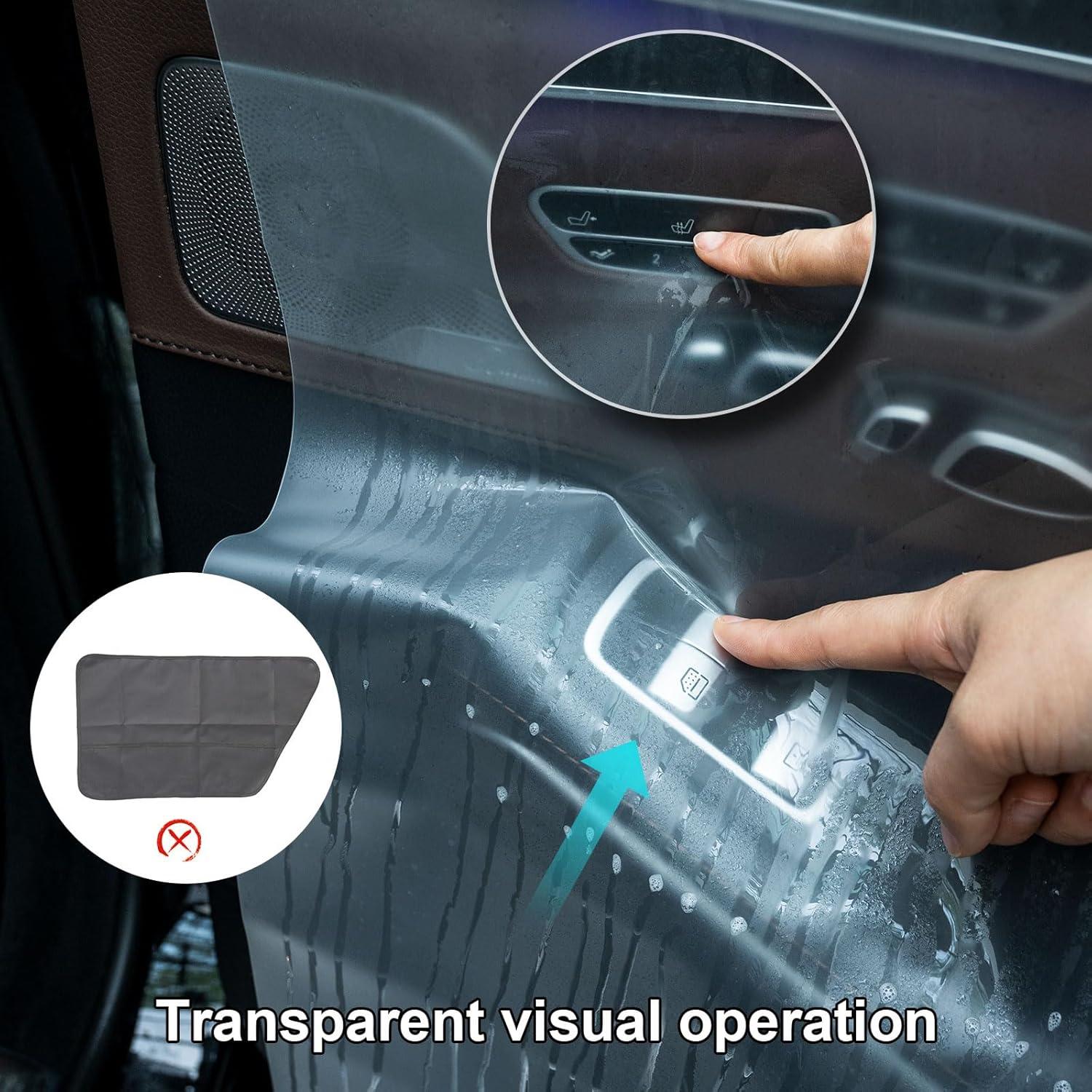 imageNEWISHTOOL Car Door Panel Cover 2 Packs Waterproof Guard Protection for Window Film Tint Application Reusable PET Water Shield Sheets BlackBlack