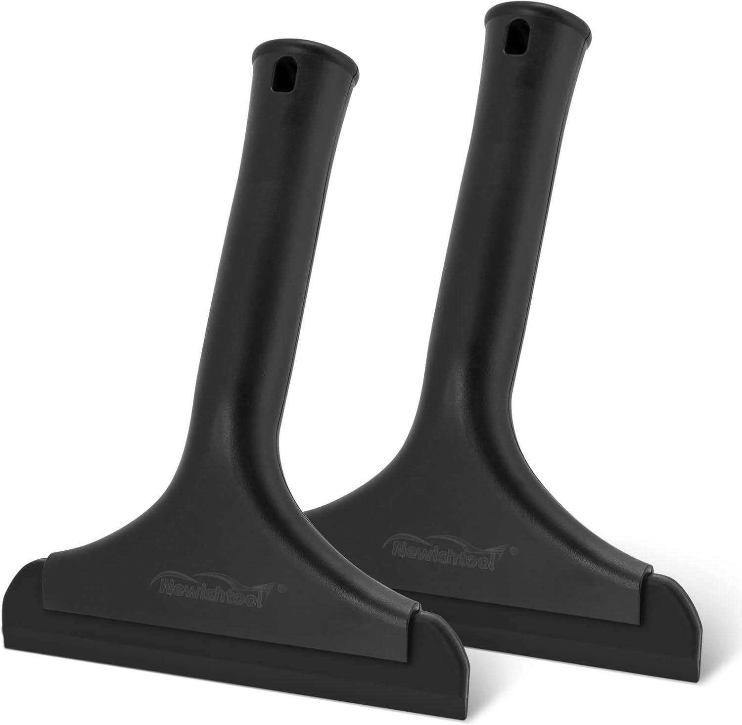 imageNEWISHTOOL Car Glass Small Window Squeegee Auto Water Blade Side Mirror Water Wiper Shower Squeegee for Glass Doors 59quot Blade 75quot Long Handle Silicone Squeegee 3 PackAll Black