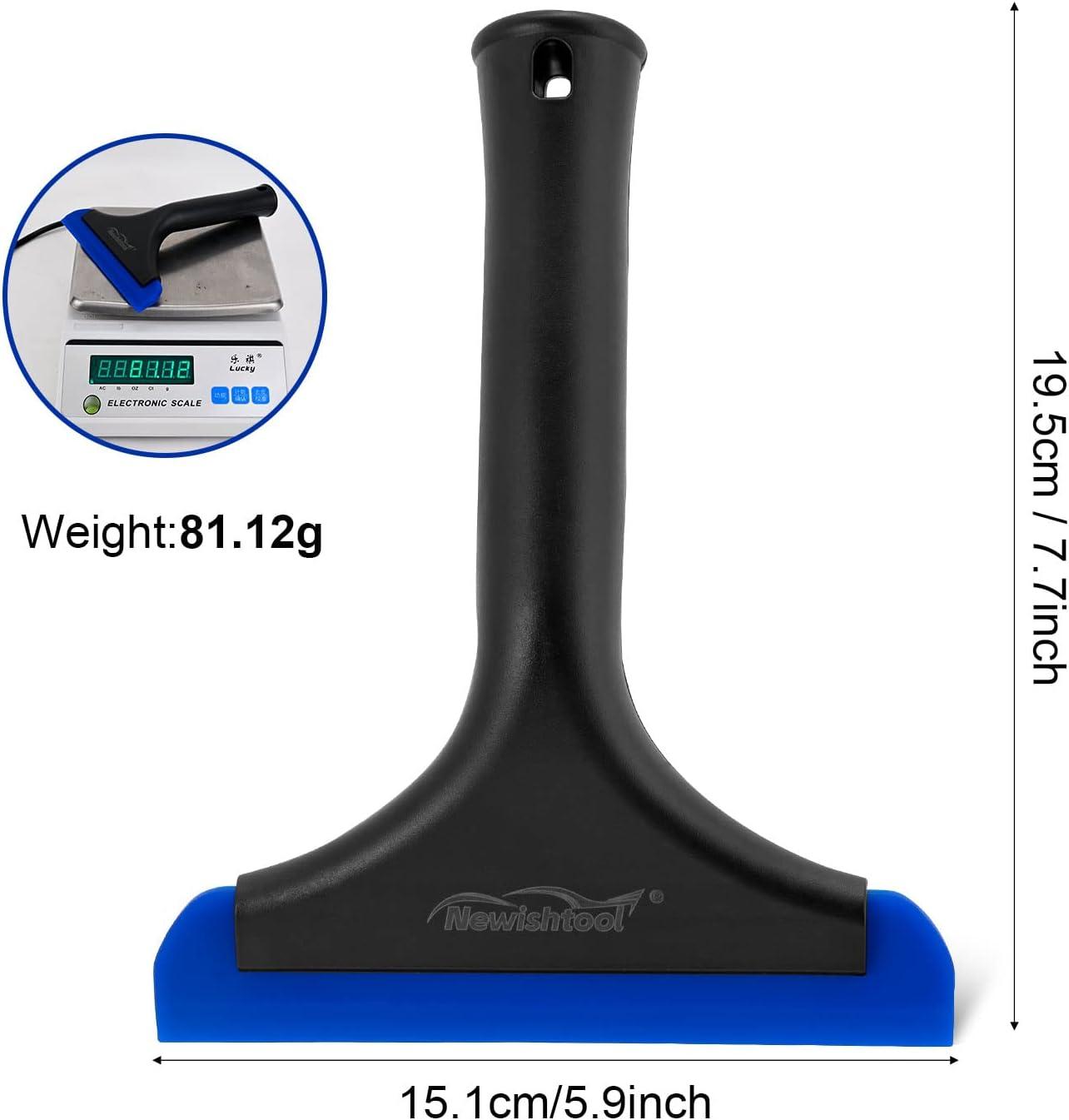 imageNEWISHTOOL Car Glass Small Window Squeegee Auto Water Blade Side Mirror Water Wiper Shower Squeegee for Glass Doors 59quot Blade 75quot Long Handle Silicone Squeegee 3 PackBlackblue