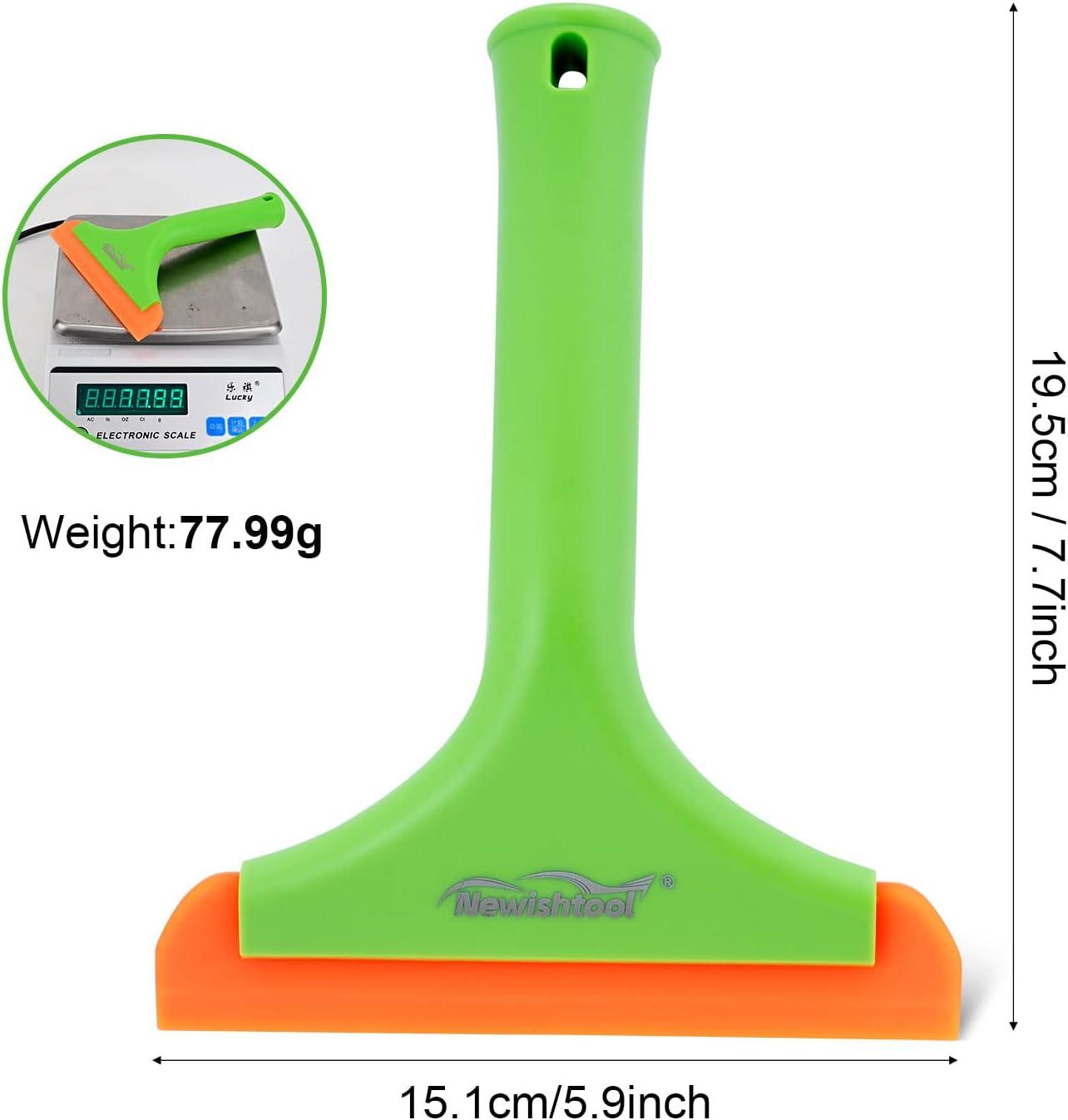 imageNEWISHTOOL Car Glass Small Window Squeegee Auto Water Blade Side Mirror Water Wiper Shower Squeegee for Glass Doors 59quot Blade 75quot Long Handle Silicone Squeegee 3 PackGreenorange