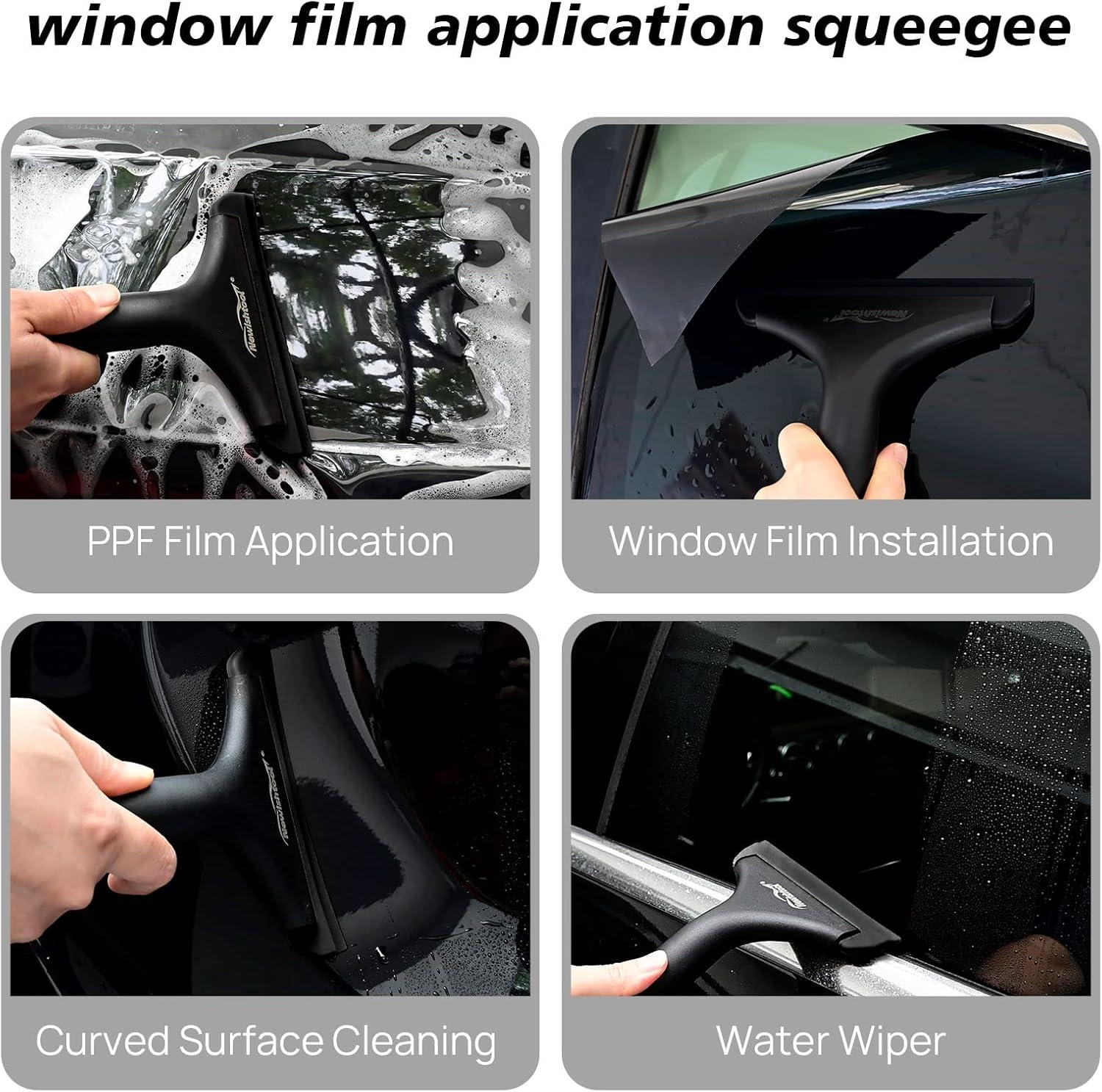 imageNEWISHTOOL Car Glass Small Window Squeegee Auto Water Blade Side Mirror Water Wiper Shower Squeegee for Glass Doors 59quot Blade 75quot Long Handle Silicone Squeegee 3 PackAll Black