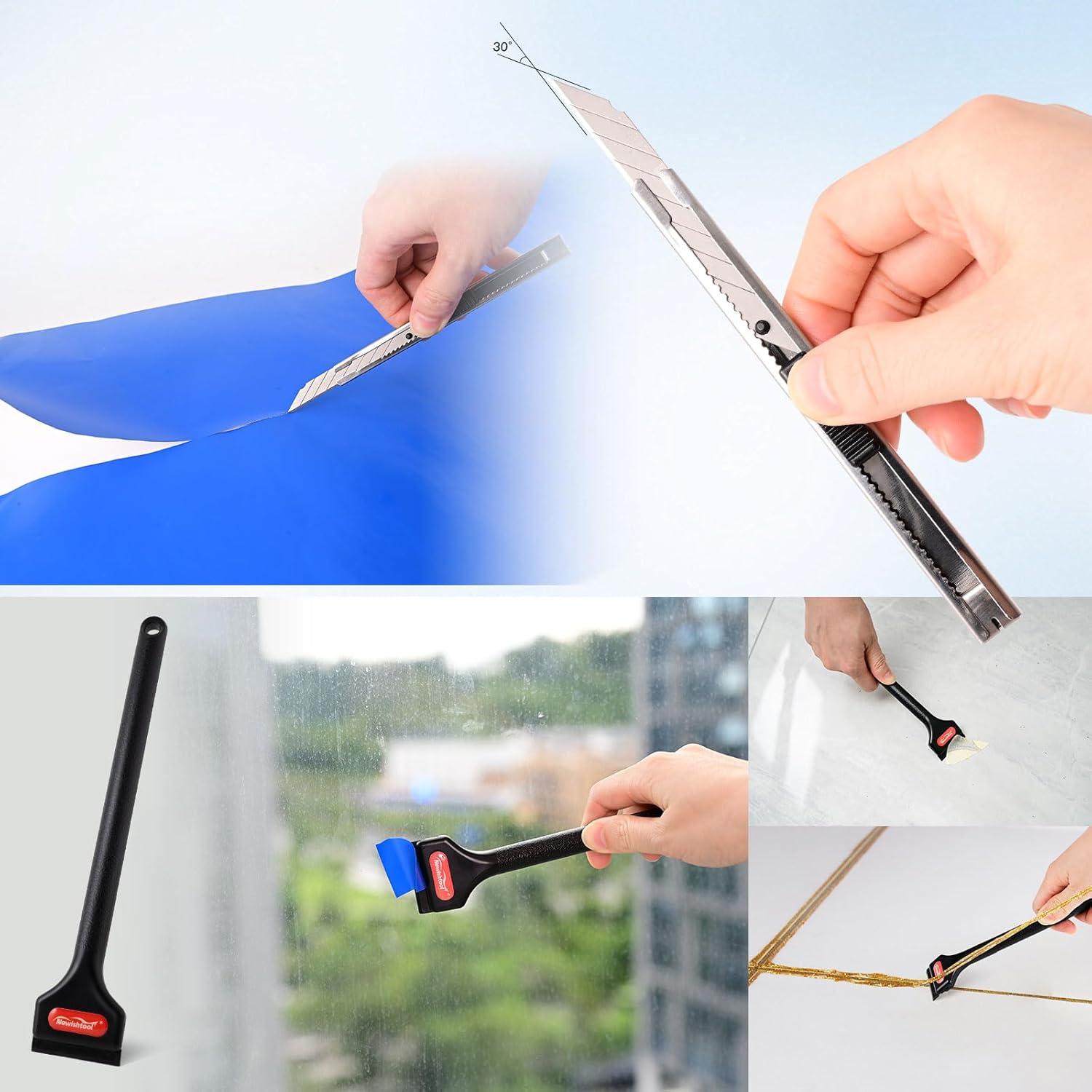 imageNEWISHTOOL Car Tint Kit Window Tinting Tools for WindshieldRear Glass Film Install and Clean  Includes Bulldozer Squeegee Felt Squeegee Window Scraper Small PPF Utility Knife Vinyl Wrap Cutter