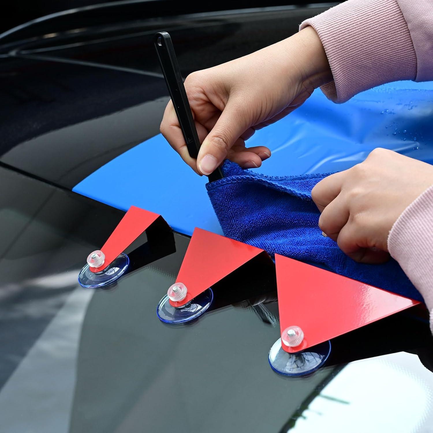 imageNEWISHTOOL Car Vinyl Wrap Tool Top Film Loading Tool 3 PCS Different Sizes Stainless Steel Made Film Loader with Suction Cup Speed Loader Tool for Car Roof Gaps Vinyl Loading Wrap Tools