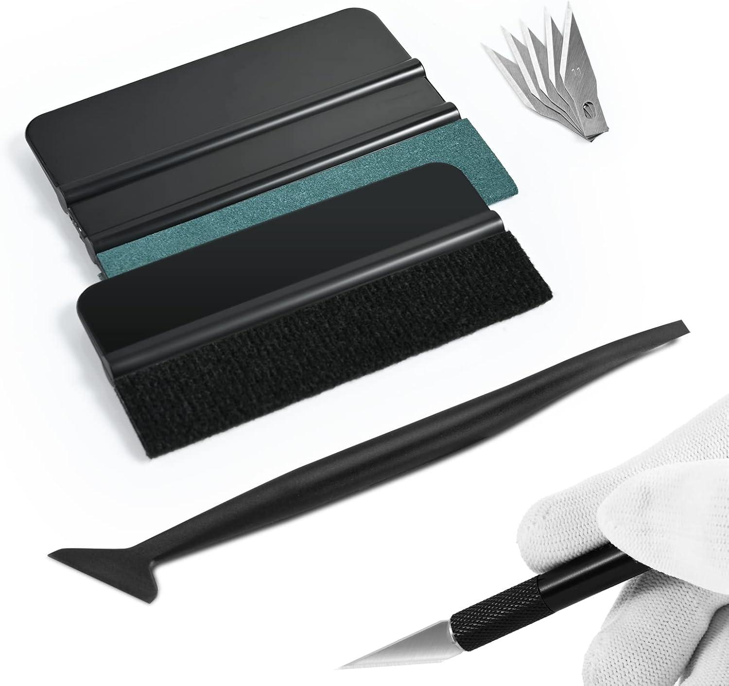 imageNEWISHTOOL Car Window Tint Installation Kit  Vinyl Wrap Tools With Felt Squeegee Micro Squeegee Razor Blade Knife