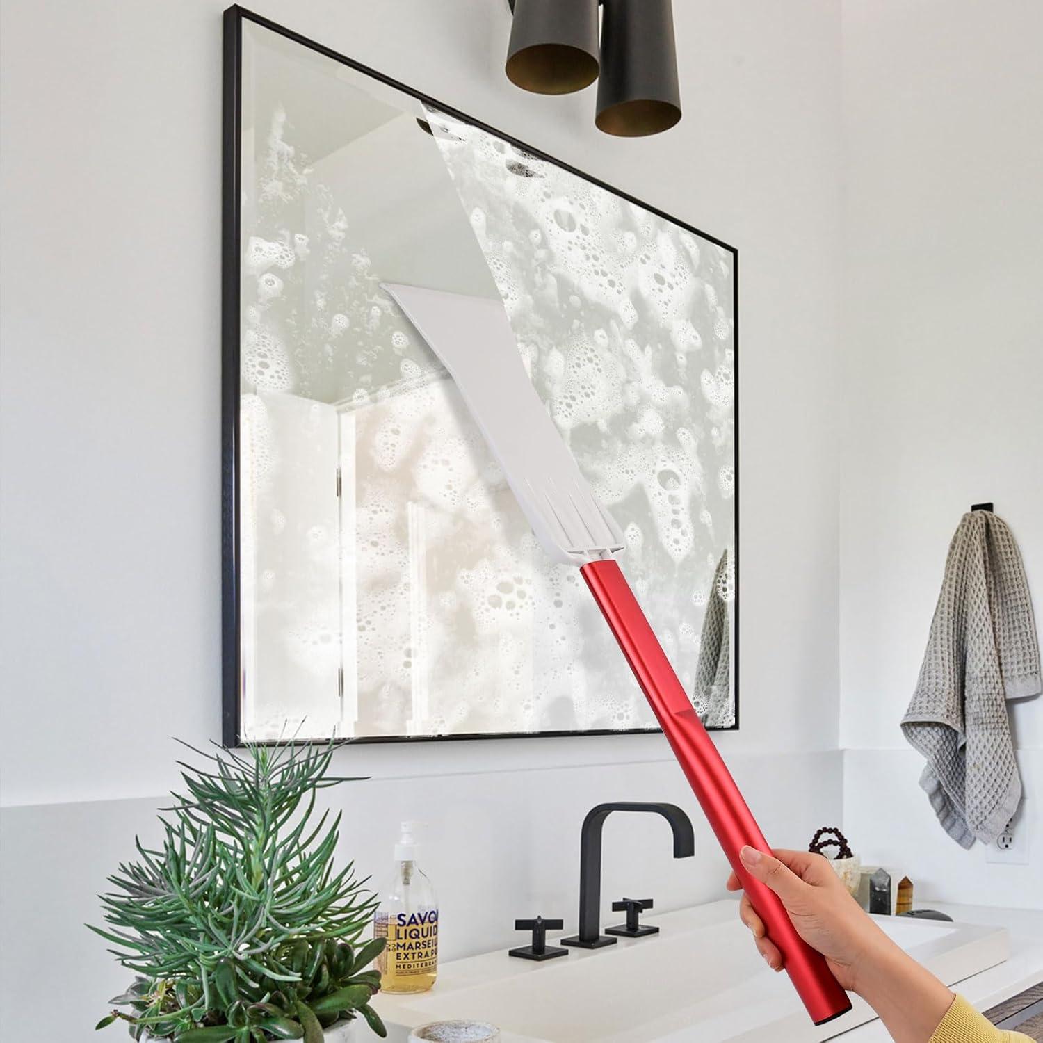 imageNEWISHTOOL Extended Long Handle Bulldozer Squeegee Window Tint Squeegee with Soft Rubber Lip and Metal Handle for Hard to Reach Areas Windshield Rear Back Window Glass Cleaning Tinting and Washing