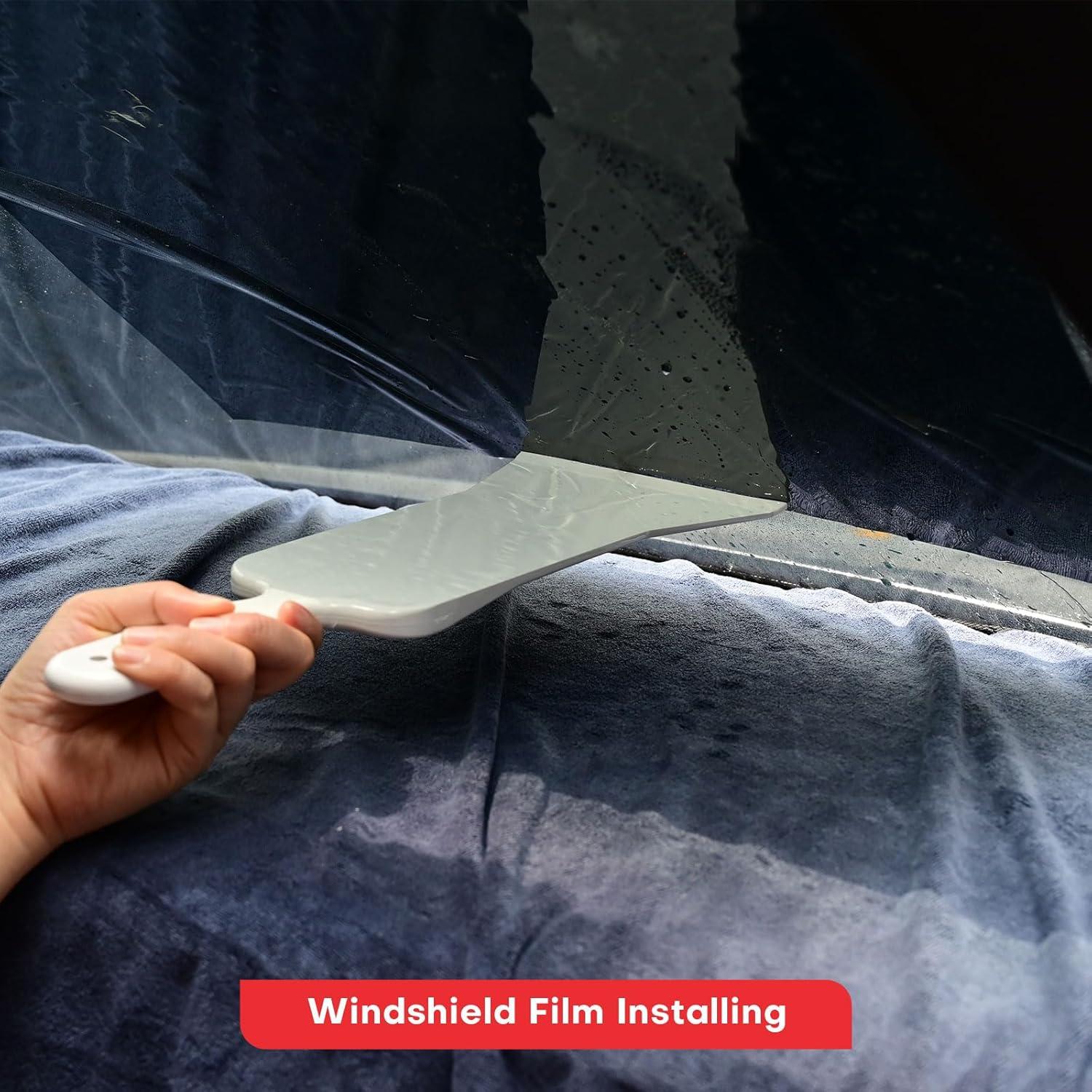 imageNEWISHTOOL Extended Long Handle Bulldozer Squeegee Window Tint Squeegee with Soft Rubber Lip and Metal Handle for Hard to Reach Areas Windshield Rear Back Window Glass Cleaning Tinting and Washing