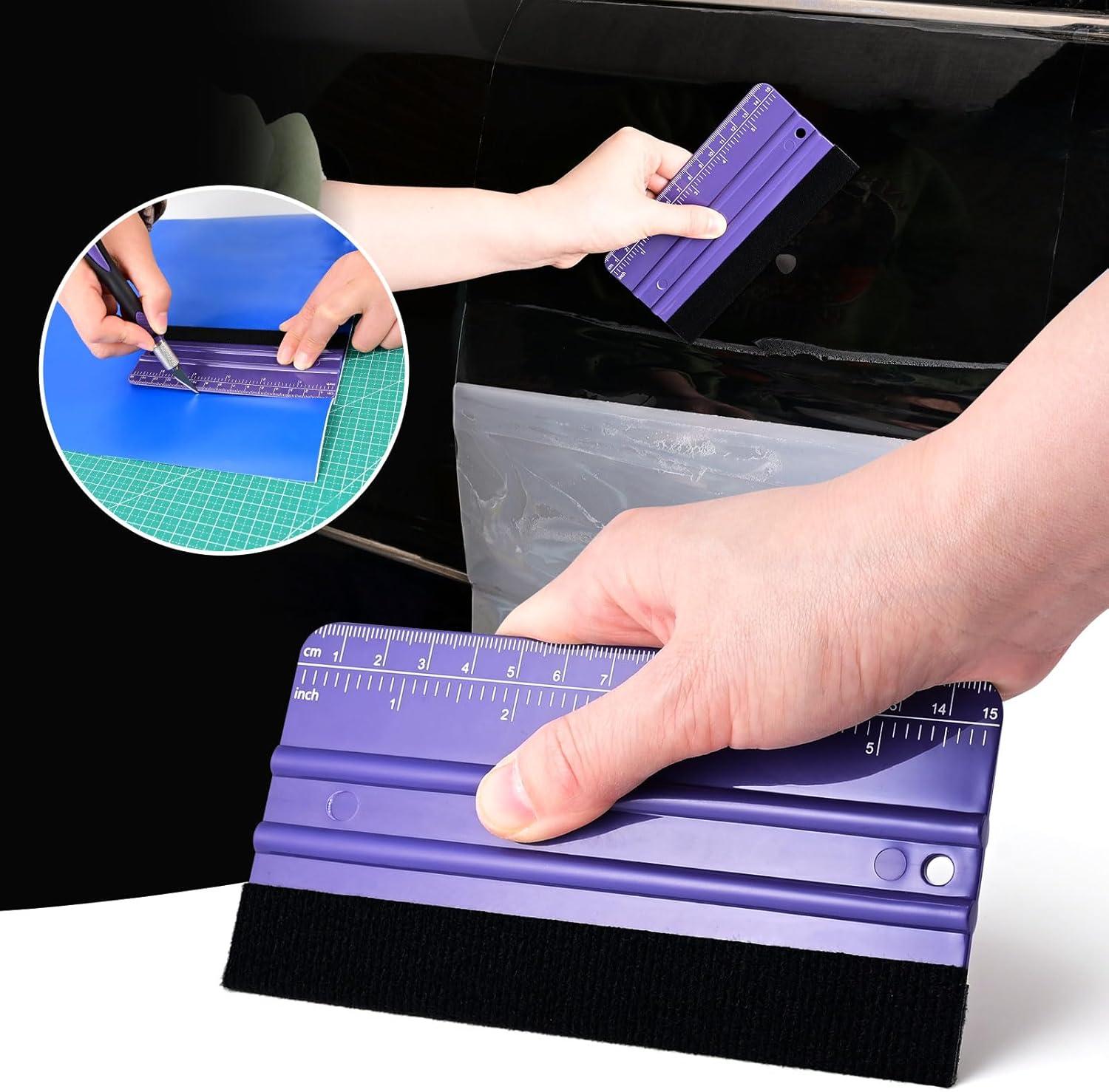 imageNEWISHTOOL HeatResistant Vinyl Application Tool Aluminum Alloy Handle Sponge Seam Roller with Spare Foam and Felt Squeegee for Decal Vinyl Wrapping Over Rivets Contours Textured and Uneven Surface