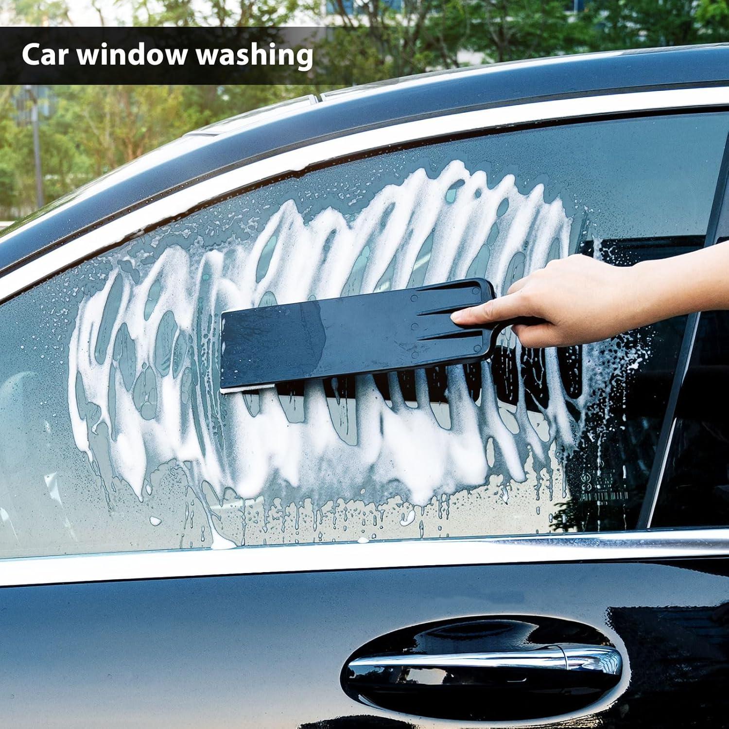 imageNEWISHTOOL Long Reach Auto Bulldozer Squeegee Mini Paddle Scrubber for Window Tint Film Installing and Vehicle WindshieldRear Window Glass Cleaning 1 PC Bulldozer Tint Tool and 3 PCS Scrub PadsAll3colors