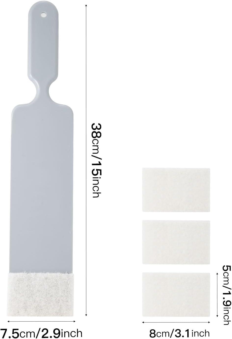 imageNEWISHTOOL Long Reach Auto Bulldozer Squeegee Mini Paddle Scrubber for Window Tint Film Installing and Vehicle WindshieldRear Window Glass Cleaning 1 PC Bulldozer Tint Tool and 3 PCS Scrub PadsGray