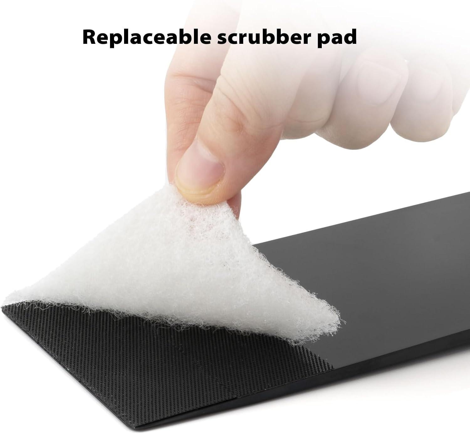 imageNEWISHTOOL Long Reach Auto Bulldozer Squeegee Mini Paddle Scrubber for Window Tint Film Installing and Vehicle WindshieldRear Window Glass Cleaning 1 PC Bulldozer Tint Tool and 3 PCS Scrub PadsBlack