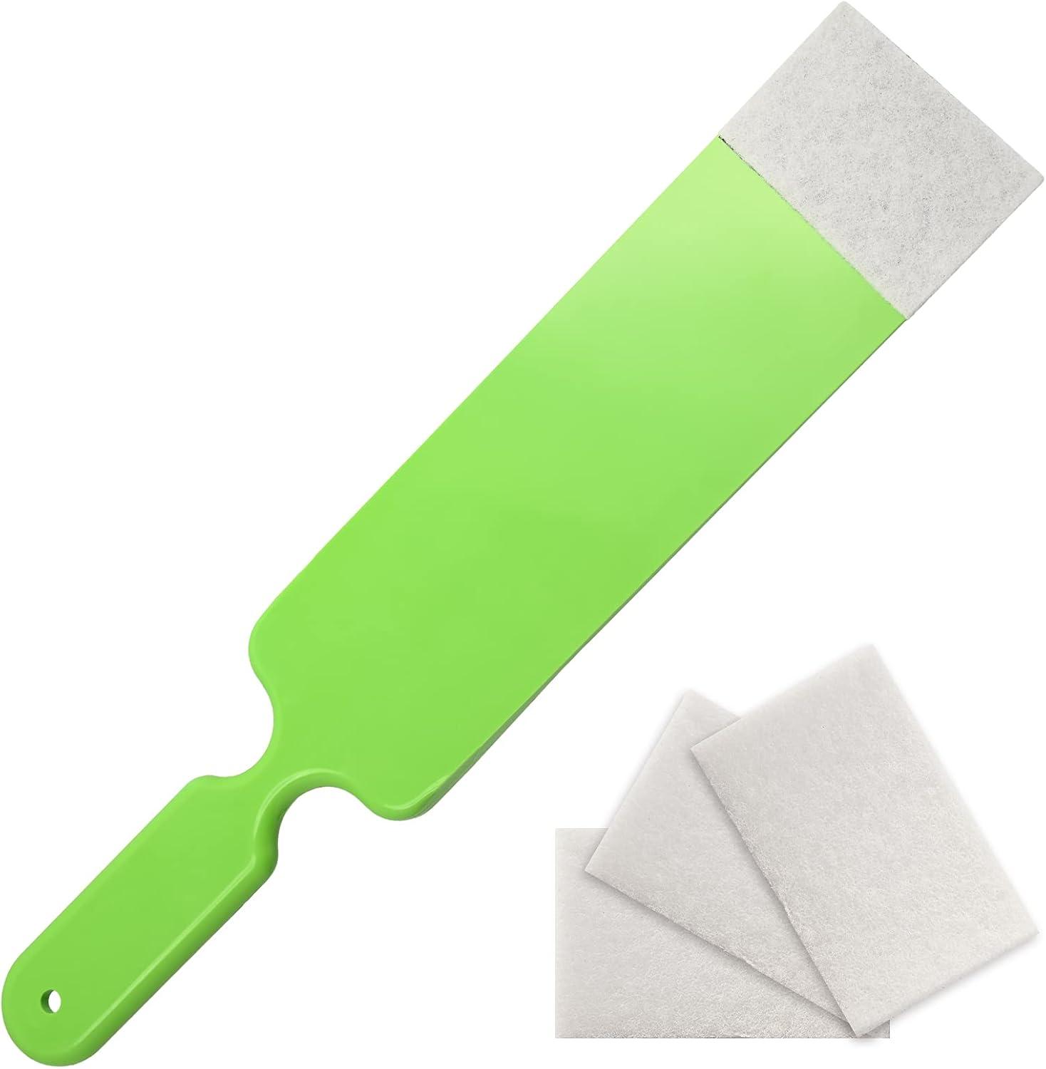imageNEWISHTOOL Long Reach Auto Bulldozer Squeegee Mini Paddle Scrubber for Window Tint Film Installing and Vehicle WindshieldRear Window Glass Cleaning 1 PC Bulldozer Tint Tool and 3 PCS Scrub PadsGreen