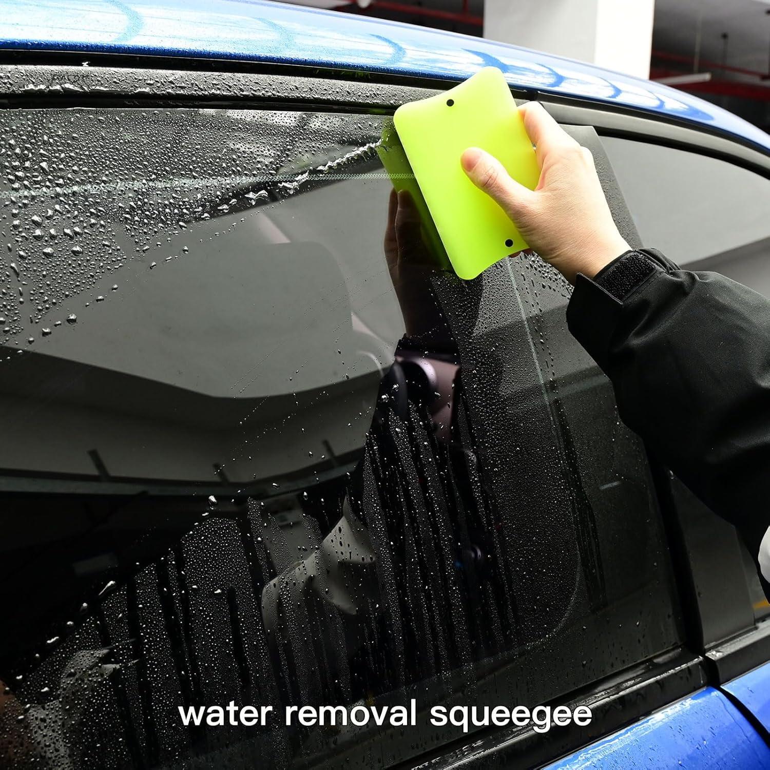 imageNEWISHTOOL Magnetic PPF Squeegee for Vinyl 3 PCS Different Sizes VBlade TPU Rubber Scraper Packed in Box Auto Glass Window Tint Squeegee PPF Installing Tools Water Removal BladeNeon Green