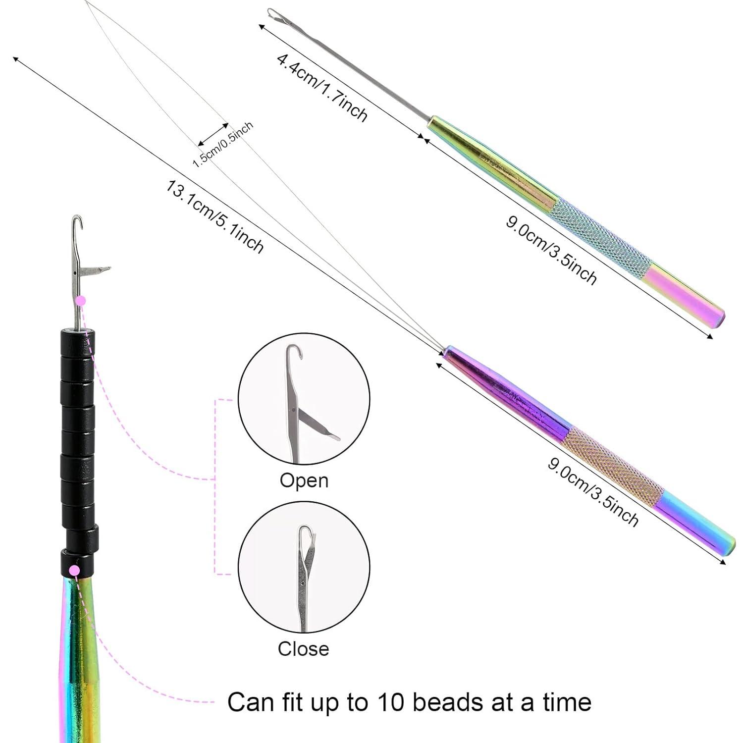 imageNEWISHTOOL Micro Links Hair Extensions Kit Hair Extension Pliers for Beads Hair Extension Loop Needle Pulling Hook Tool Bead Device Tool Kits Micro Link Tools for Hair or Feather Extensions StylingRainbow