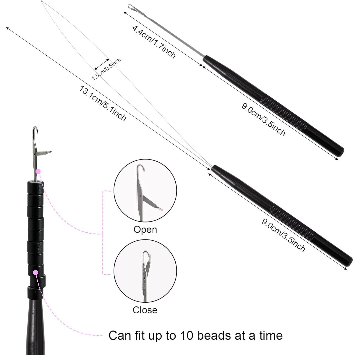 imageNEWISHTOOL Micro Links Hair Extensions Kit Hair Extension Pliers for Beads Hair Extension Loop Needle Pulling Hook Tool Bead Device Tool Kits Micro Link Tools for Hair or Feather Extensions StylingBlack