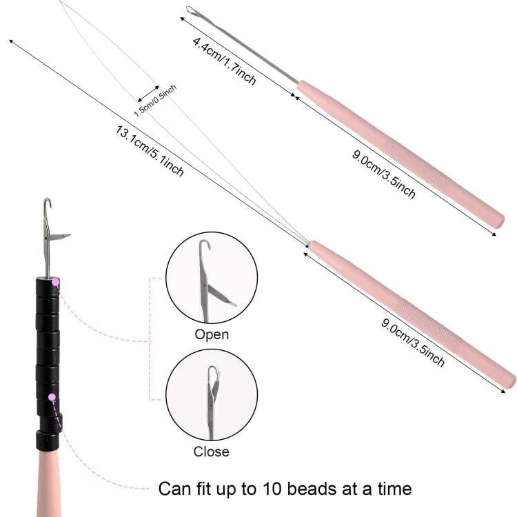 imageNEWISHTOOL Micro Links Hair Extensions Kit Hair Extension Pliers for Beads Hair Extension Loop Needle Pulling Hook Tool Bead Device Tool Kits Micro Link Tools for Hair or Feather Extensions StylingPink